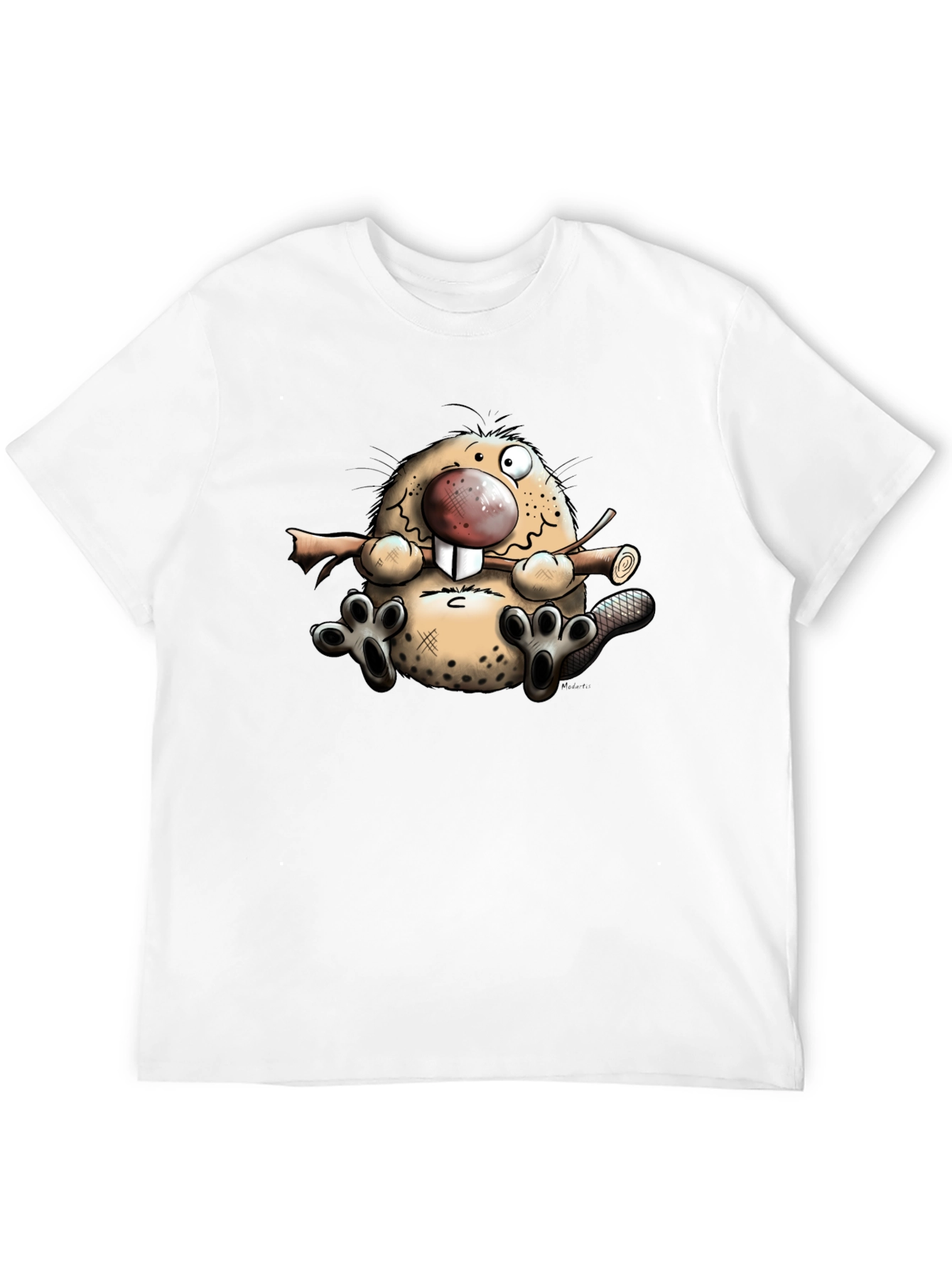 Black Cartoon Beaver Graphic T-Shirt view 12