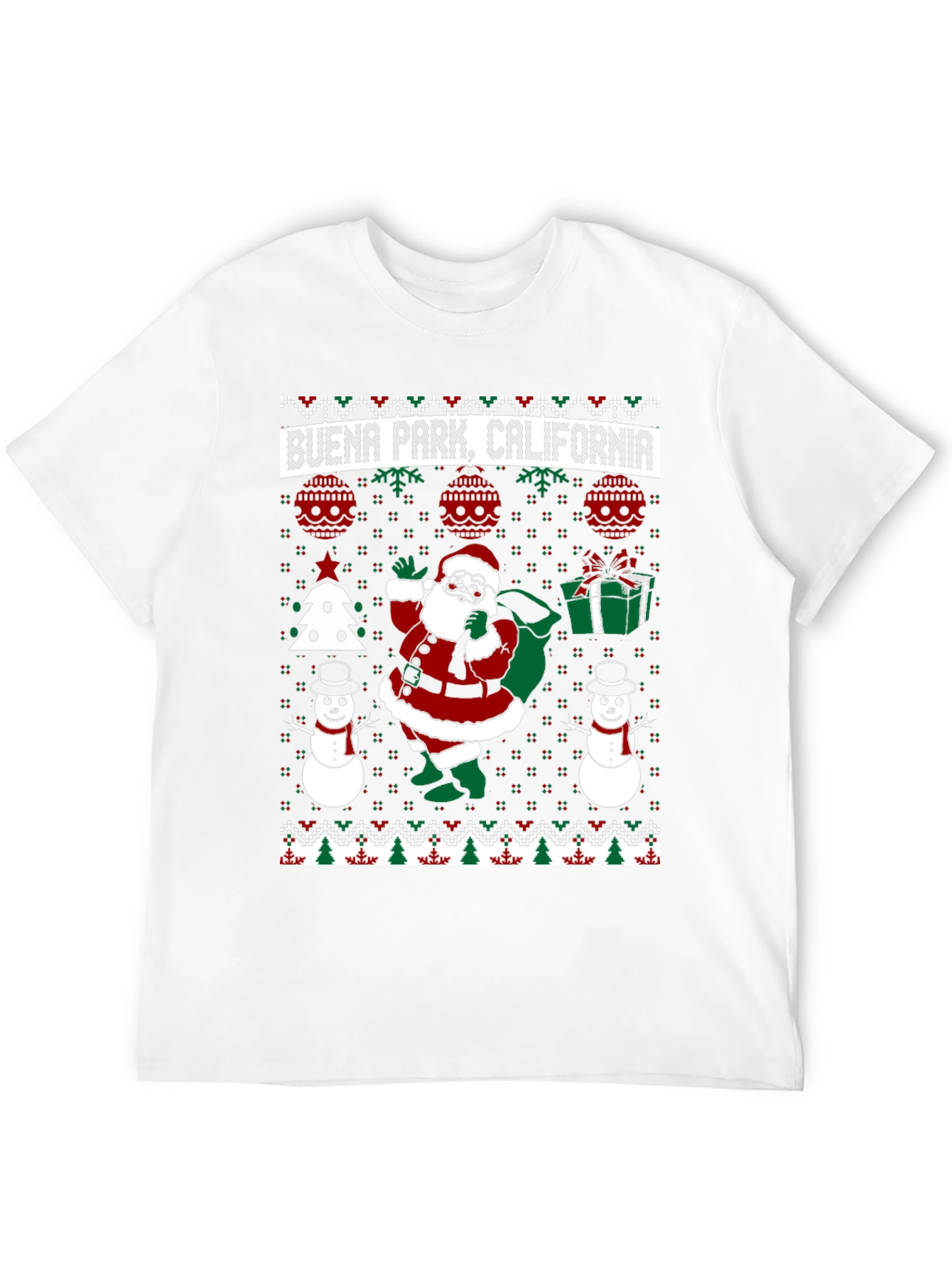 Buena Park, California Santa Ugly Christmas T-Shirt - 12