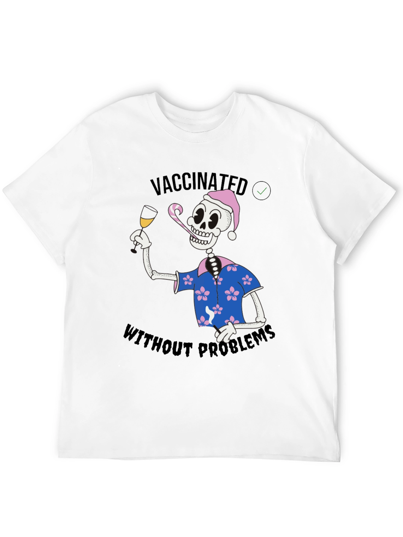 Black Vaccinated Skeleton T-Shirt - No Problems view 12