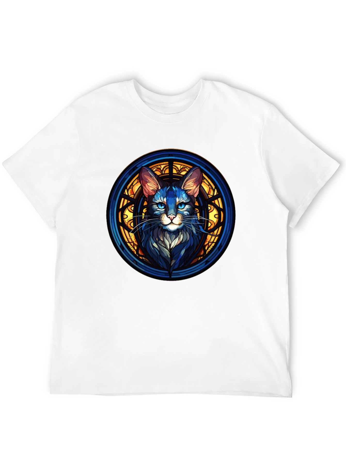 Black Stained Glass Cat Graphic Black T-Shirt view 12