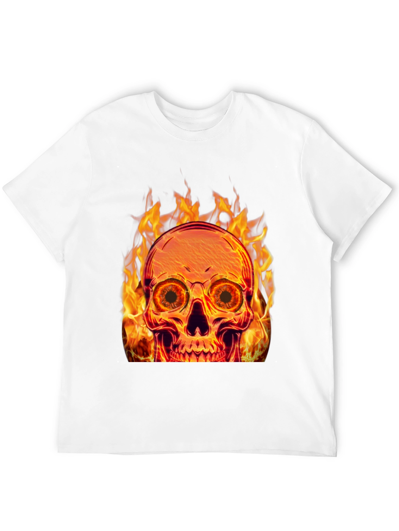 Black Flaming Skull Graphic Tee - Black Cotton Blend view 12