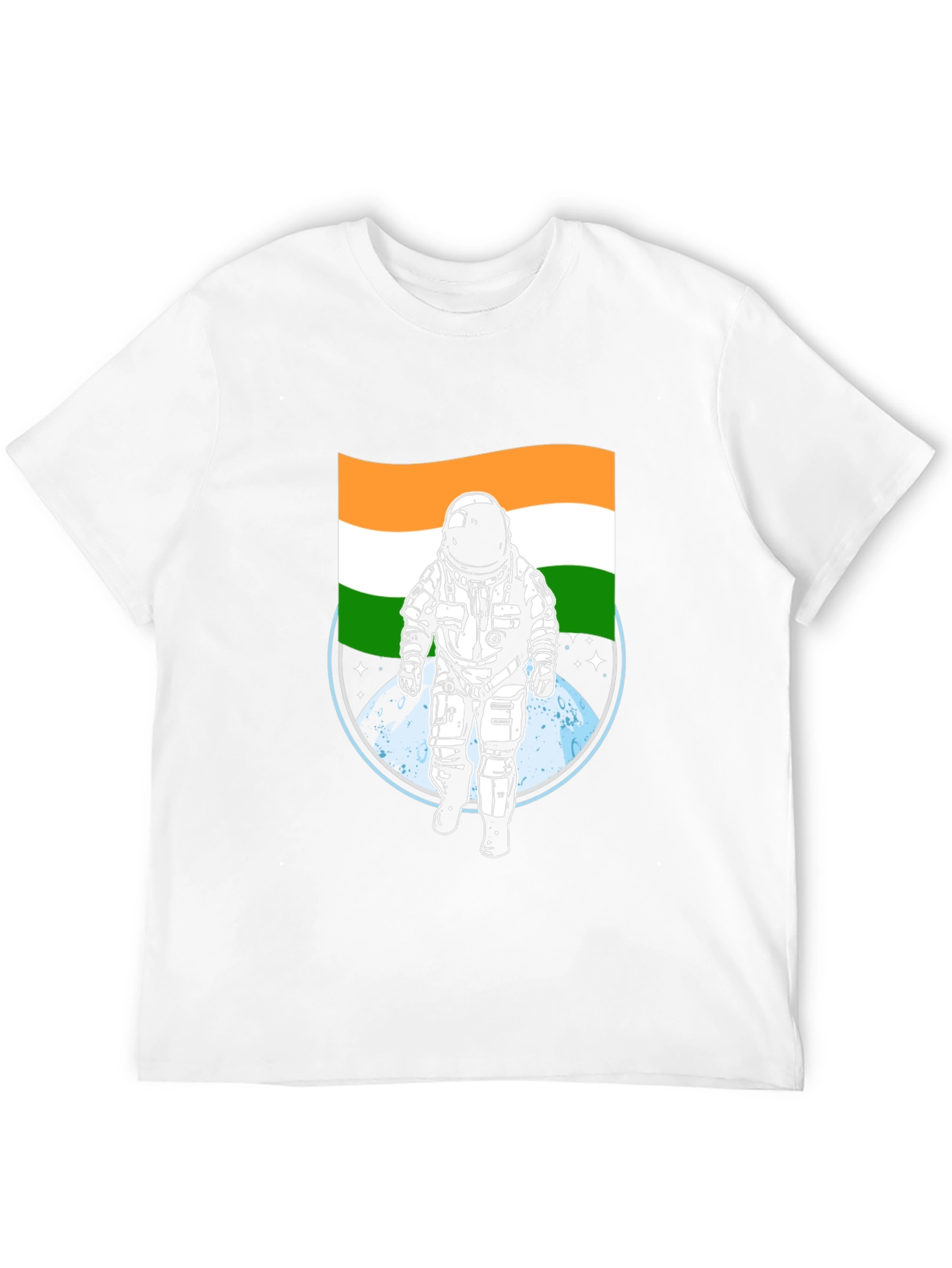 Black Astronaut India Flag Graphic Tee - Black view 12