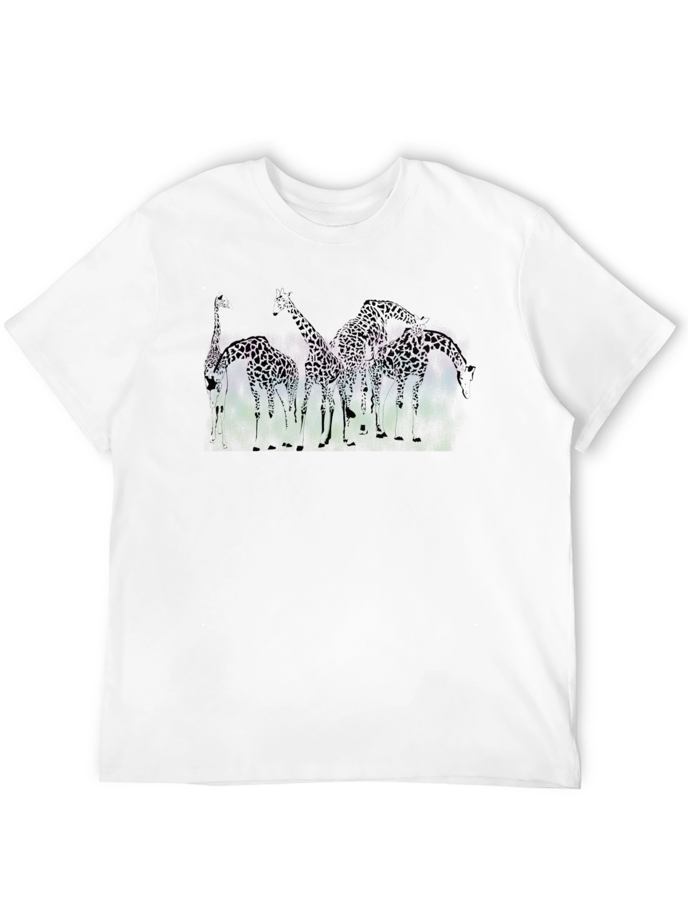 Black Giraffe Silhouette Graphic Tee - Black Cotton T-Shirt view 12