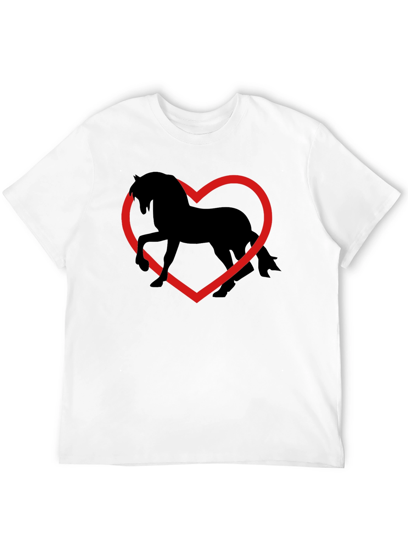 Black Horse Heart T-Shirt - Black Cotton Graphic Tee view 12