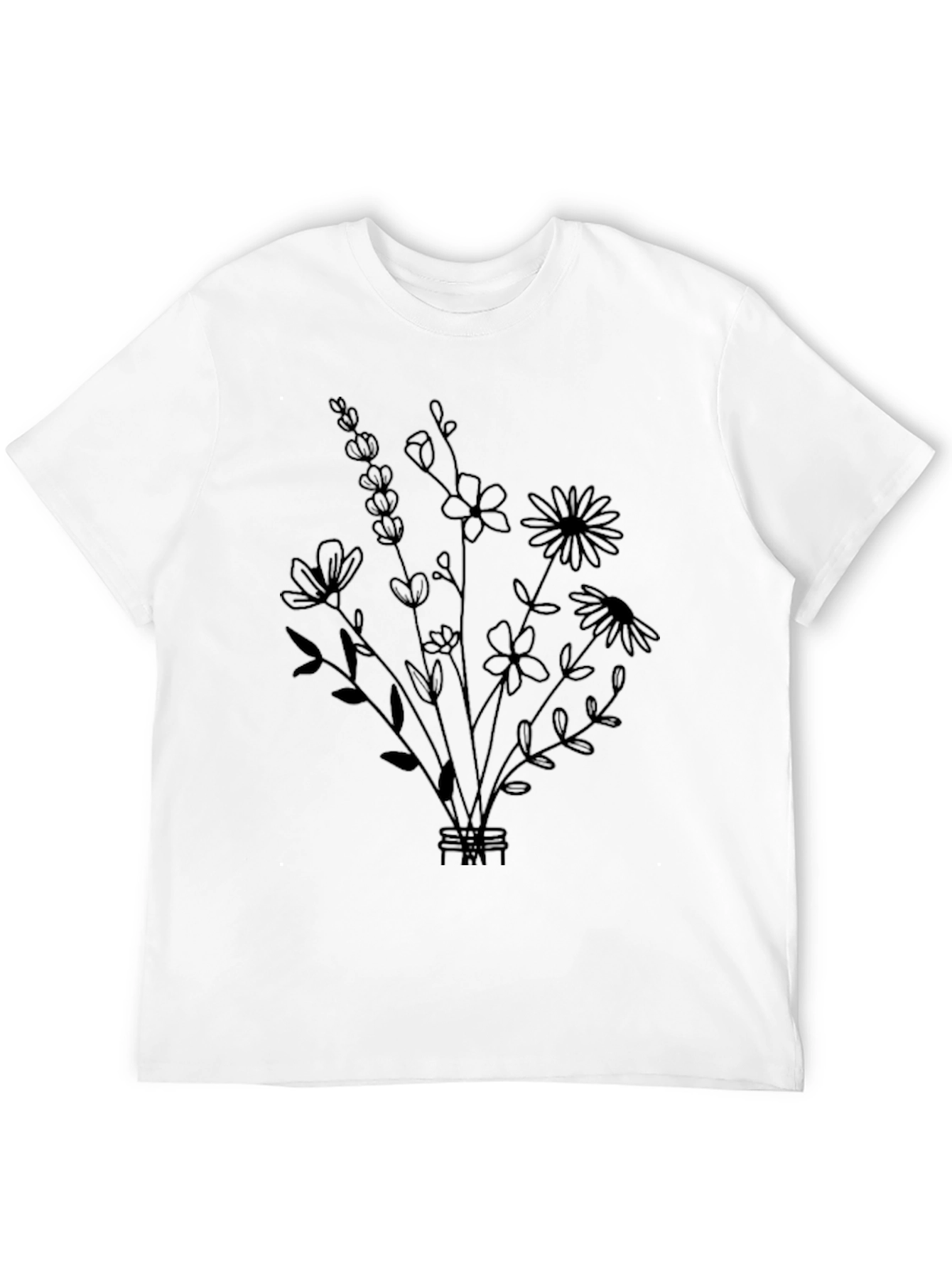 Black Floral Bouquet Graphic Tee - Stylish Black T-Shirt view 12