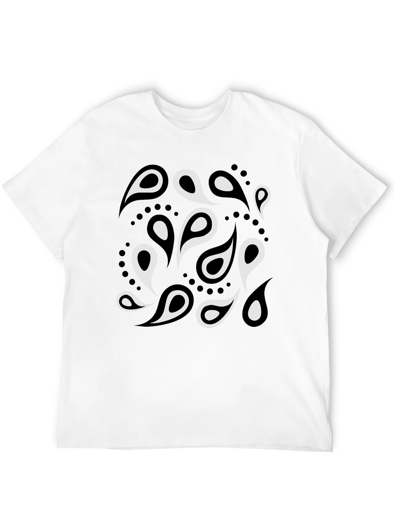 Black Paisley Print Men's Black T-Shirt view 12