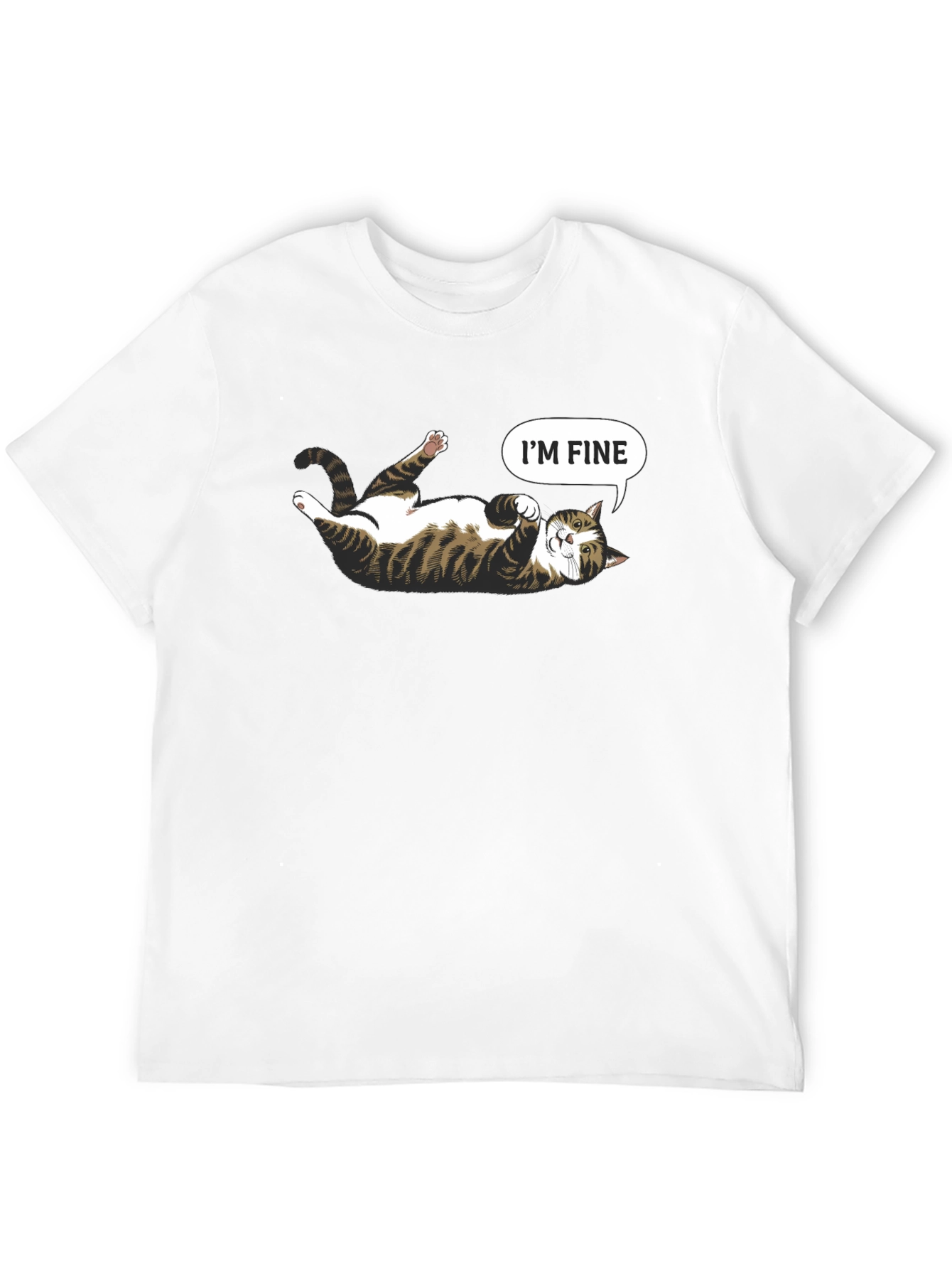 Black Funny Cat Graphic Tee - I'm Fine T-Shirt view 12