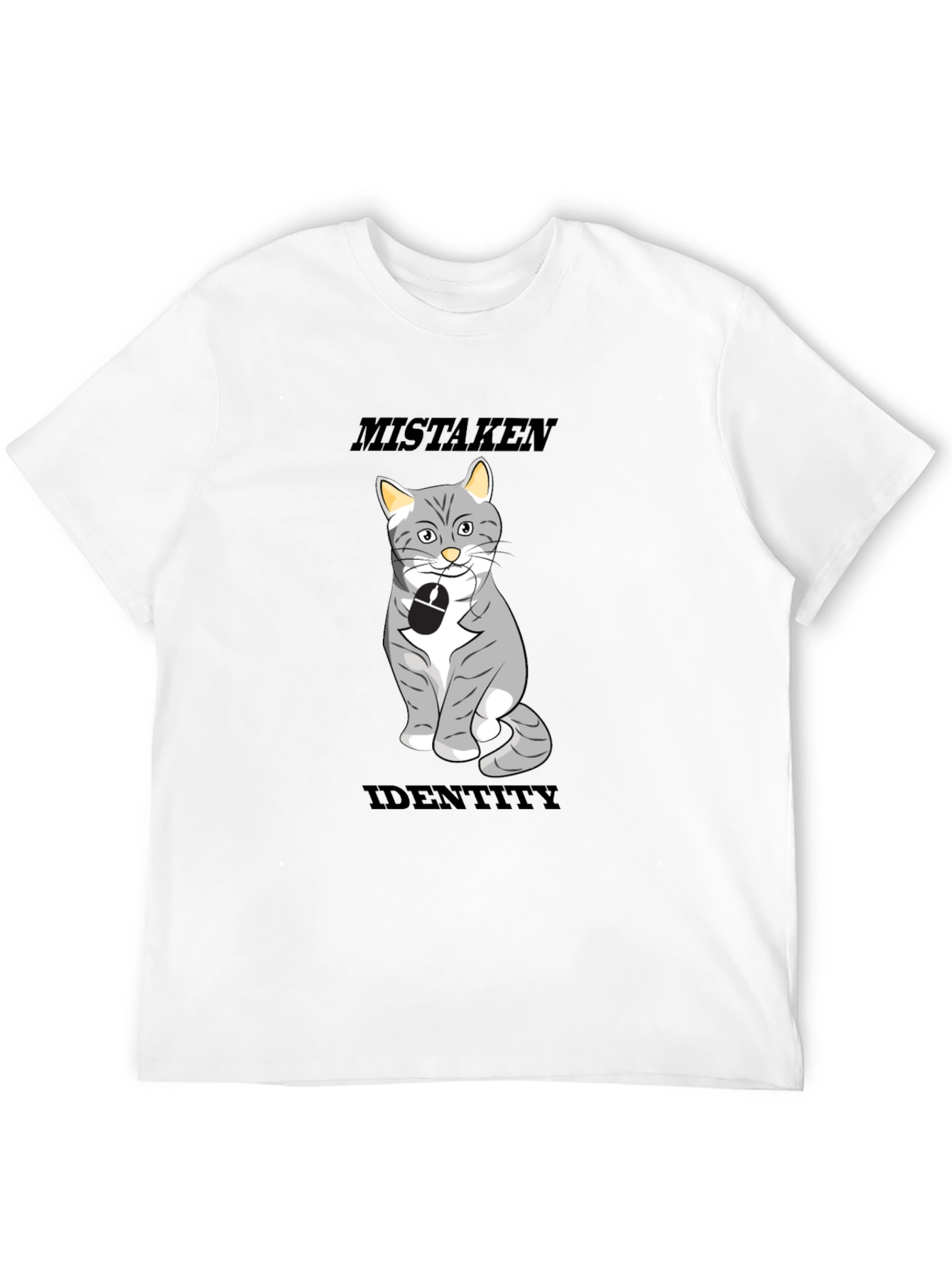 Black Mistaken Identity Cat T-Shirt, Funny Graphic Tee view 12