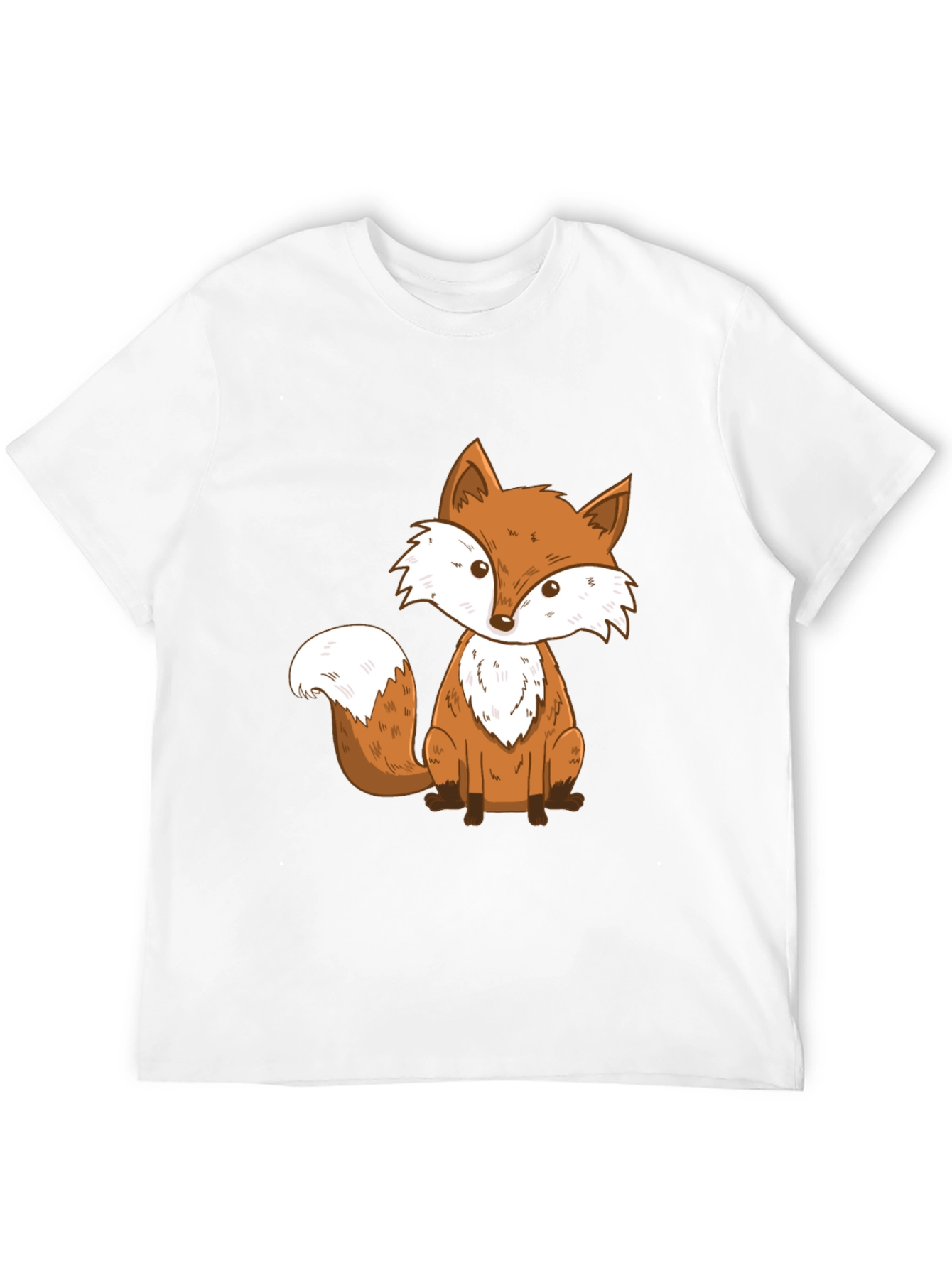 Black Cute Fox Graphic Print T-Shirt - Unisex Black Tee view 12