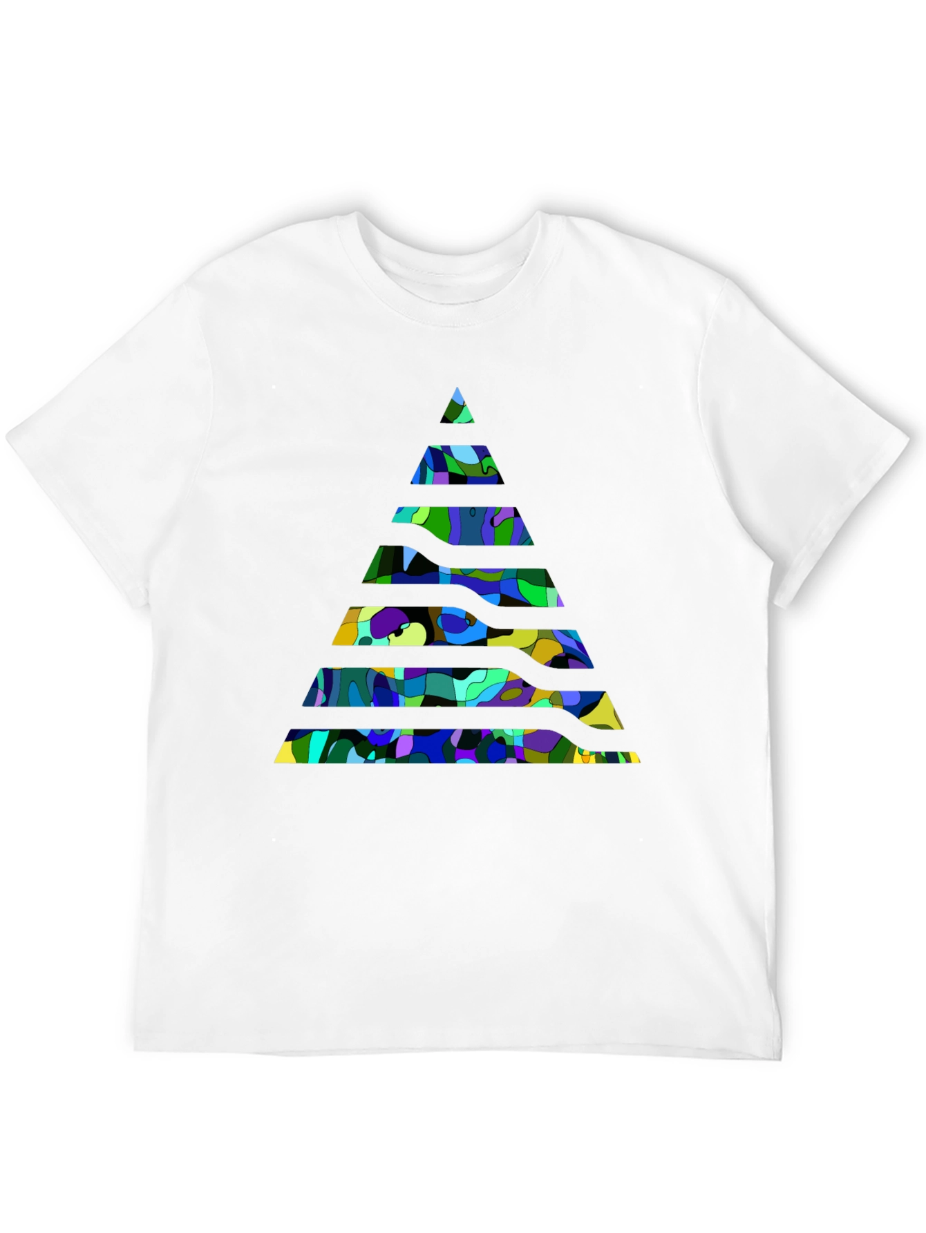 Black Abstract Geometric Pyramid Black T-Shirt view 12