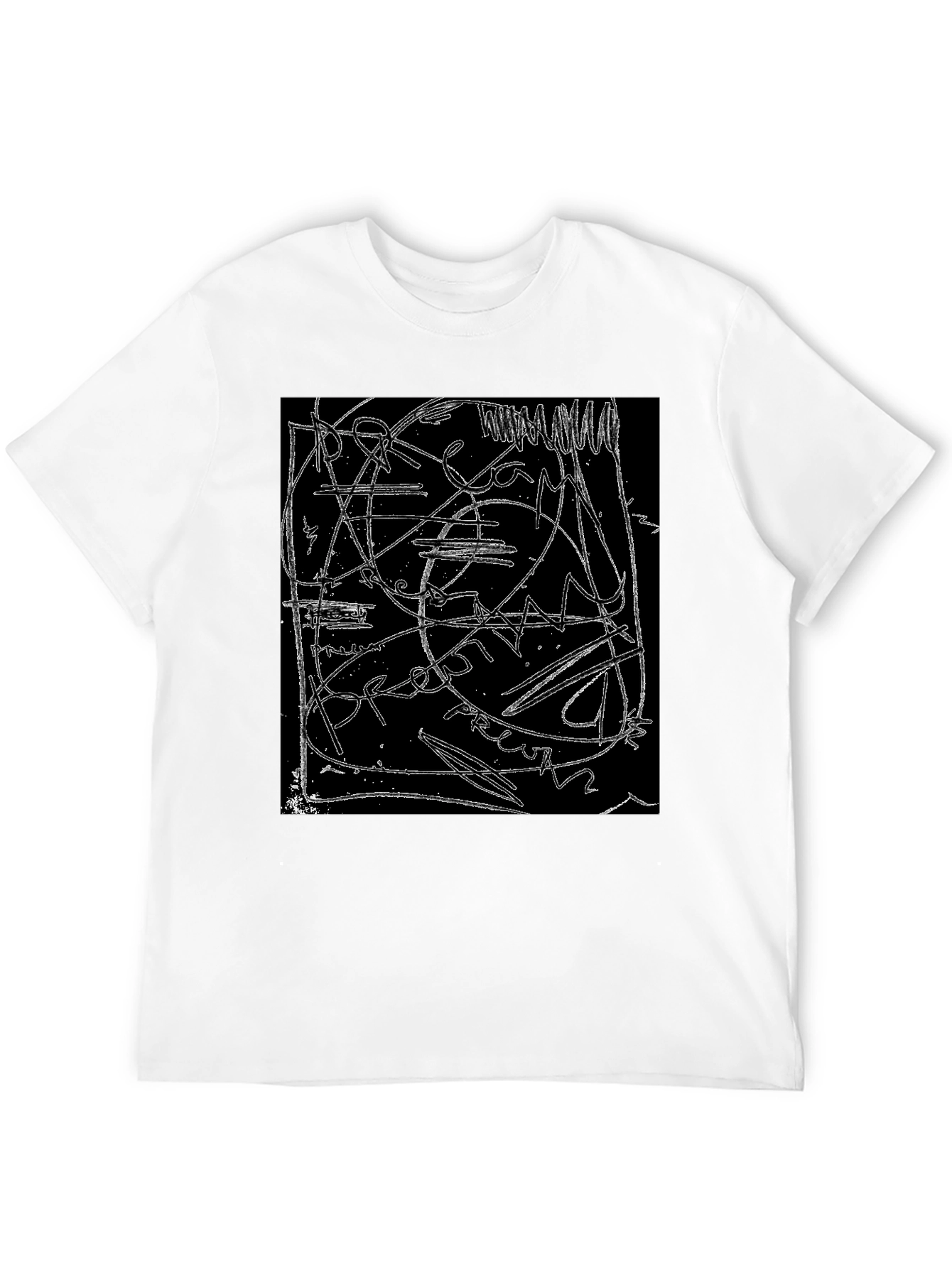 Black Abstract Line Art Graphic Black T-Shirt view 12