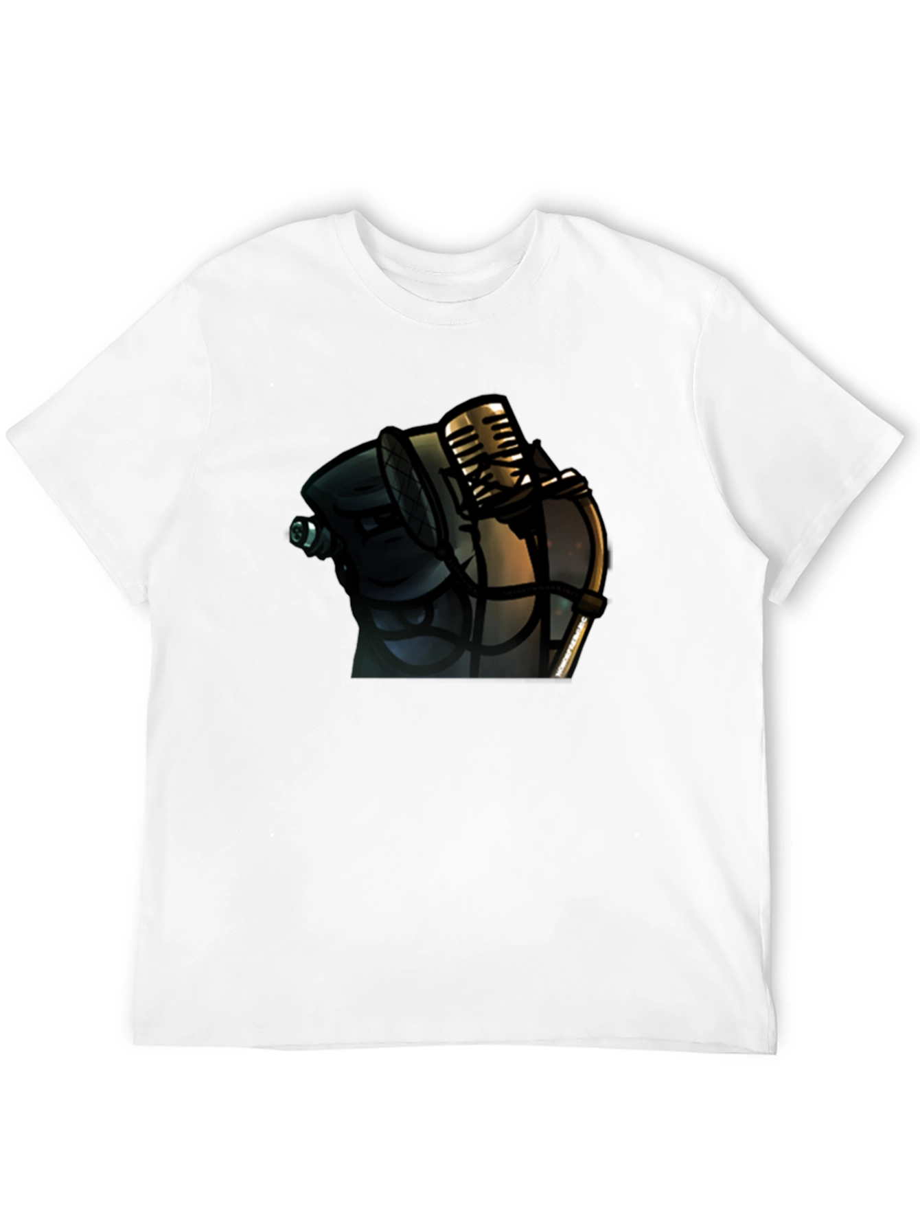 Black Vintage Microphone Graphic T-Shirt - Classic Style view 12