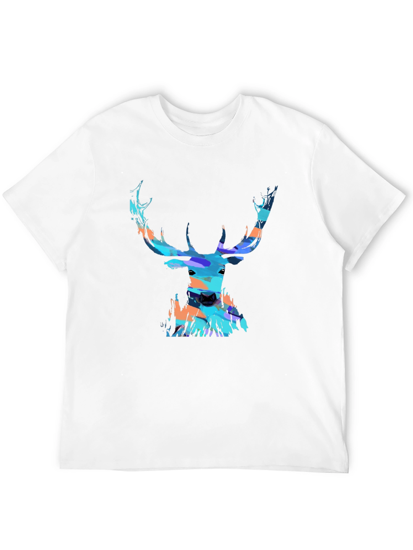 Black Abstract Deer Head Graphic Print Black T-Shirt view 12