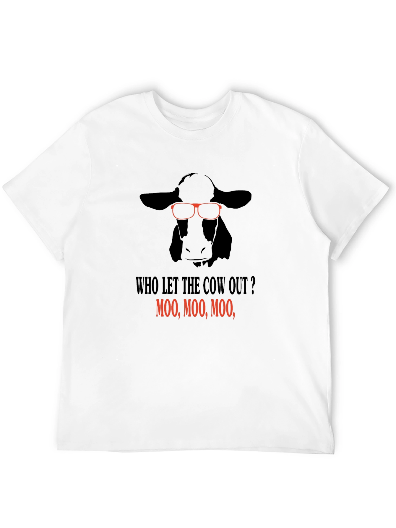 Black Funny Cow T-Shirt - Who Let the Cow Out? Tee view 12