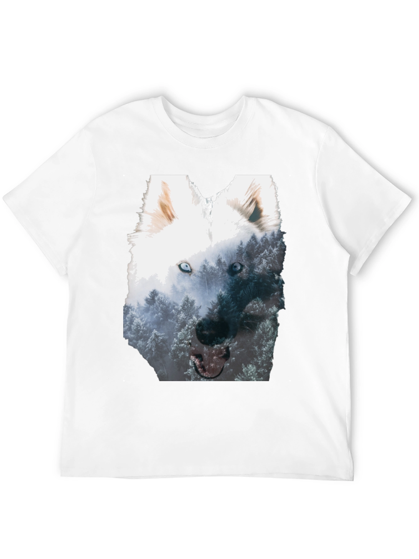 Black Wolf Forest Graphic Tee - Black Cotton Blend view 12