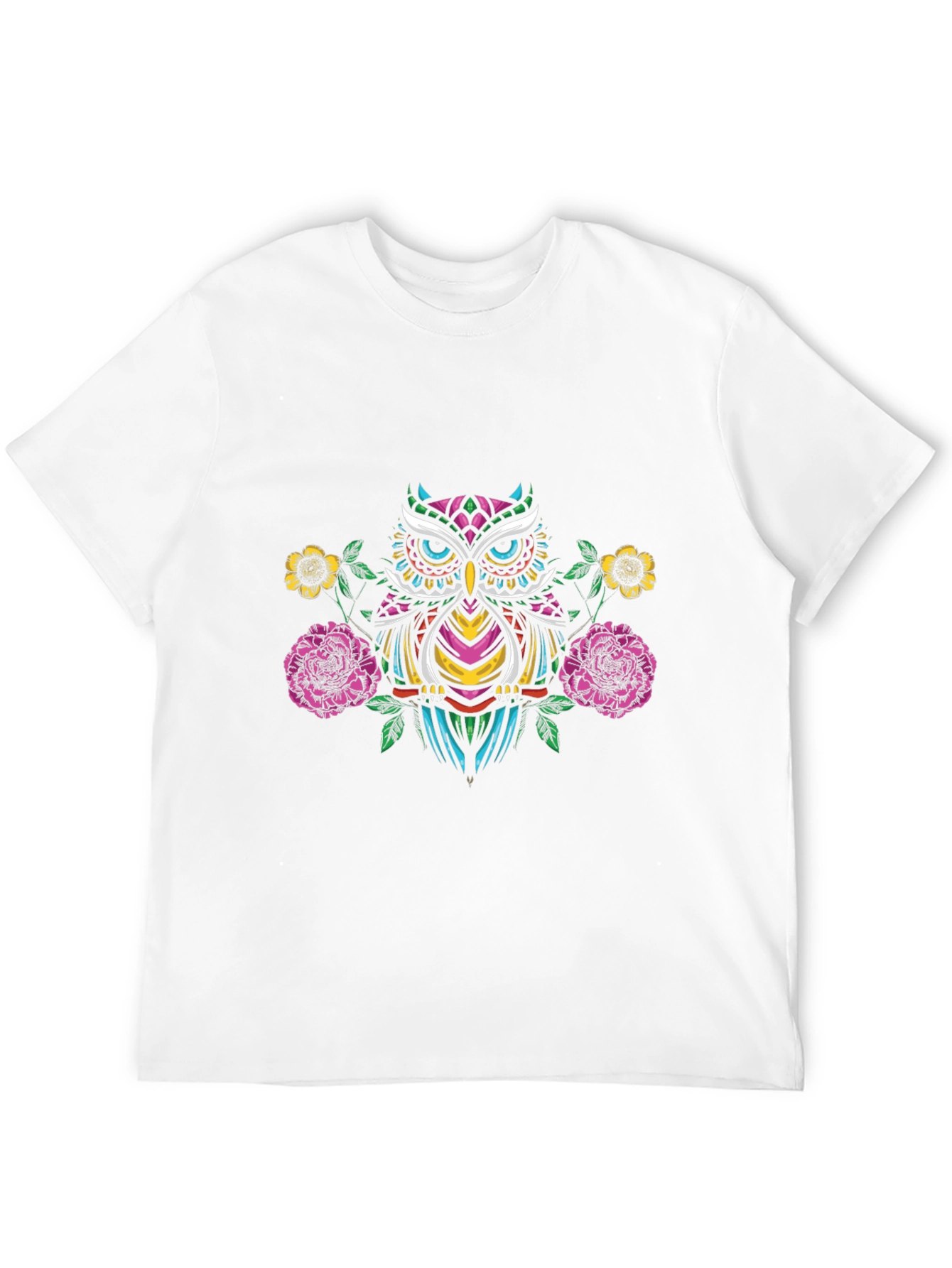 Black Owl & Floral Graphic Black T-Shirt view 12