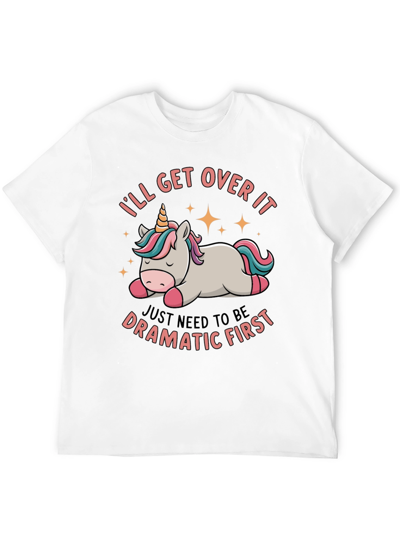 Black Dramatic Unicorn T-Shirt - Funny Graphic Tee view 12