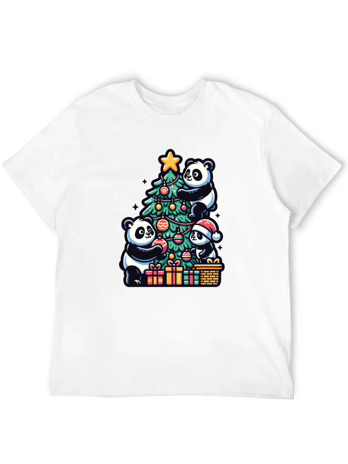 Black Panda Christmas T-Shirt - Holiday Festive Wear view 12