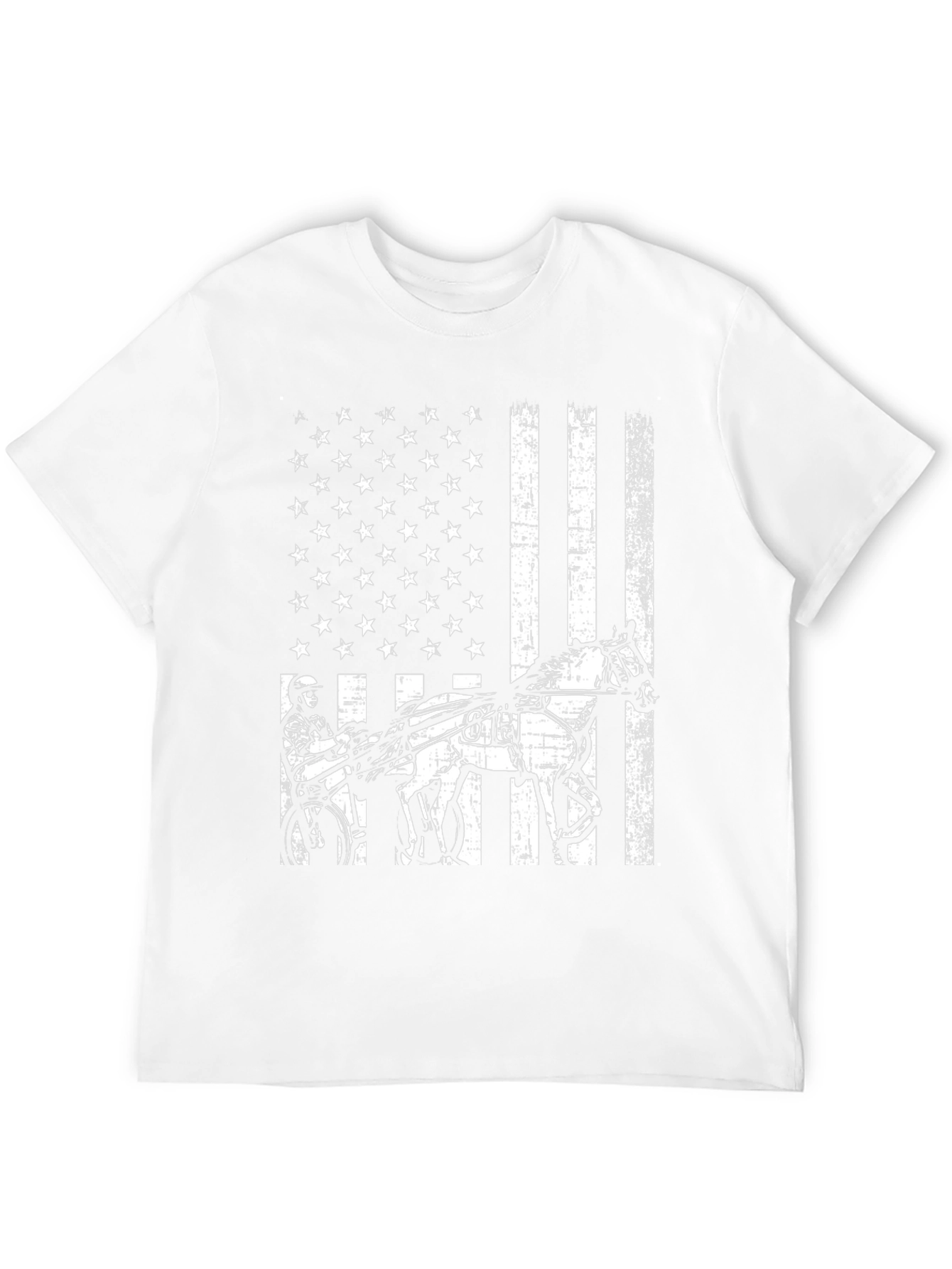 Black American Flag Horse Racing T-Shirt view 12