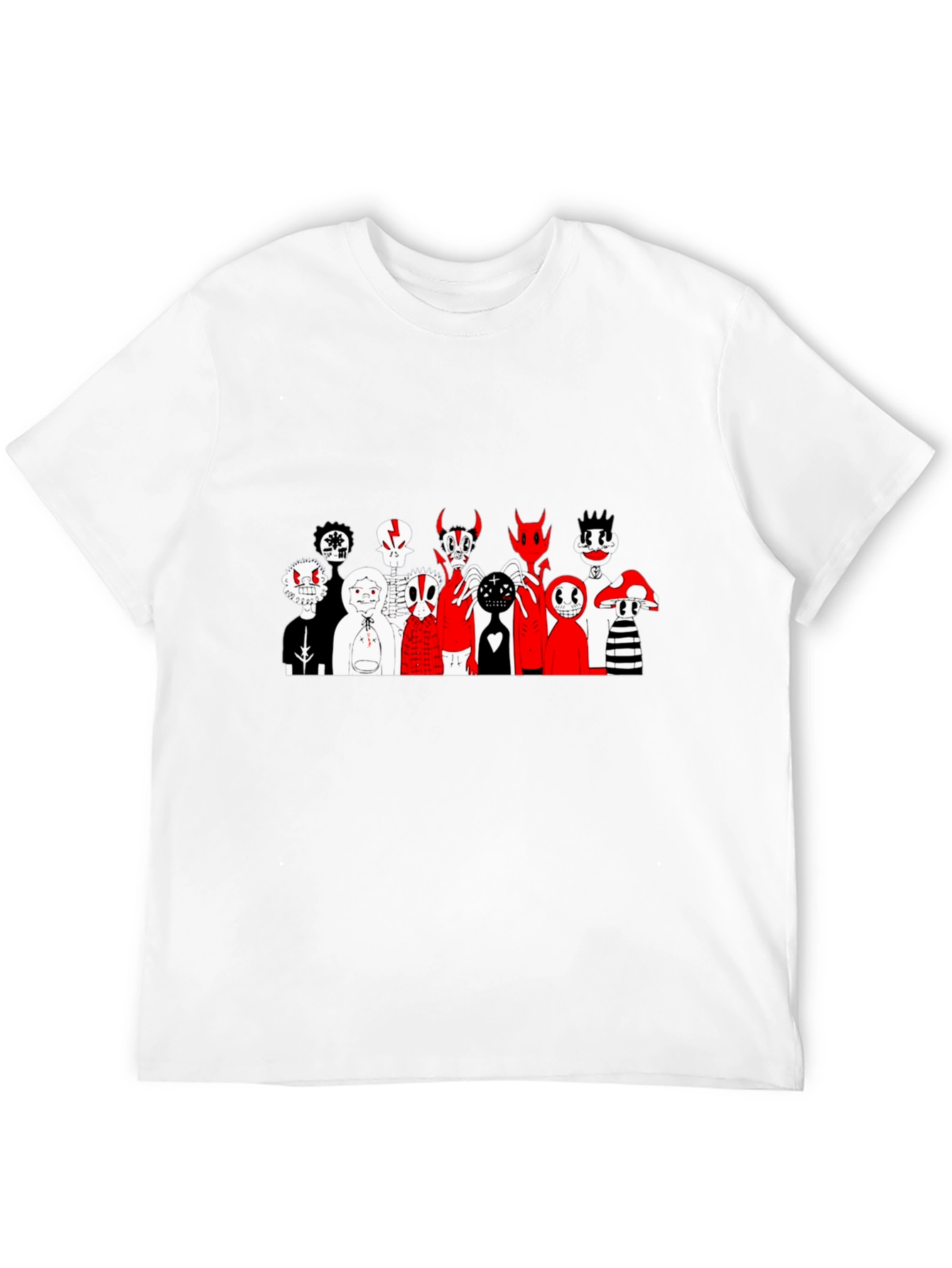Black Graphic Print Tee: Spooky Cartoon Characters view 12