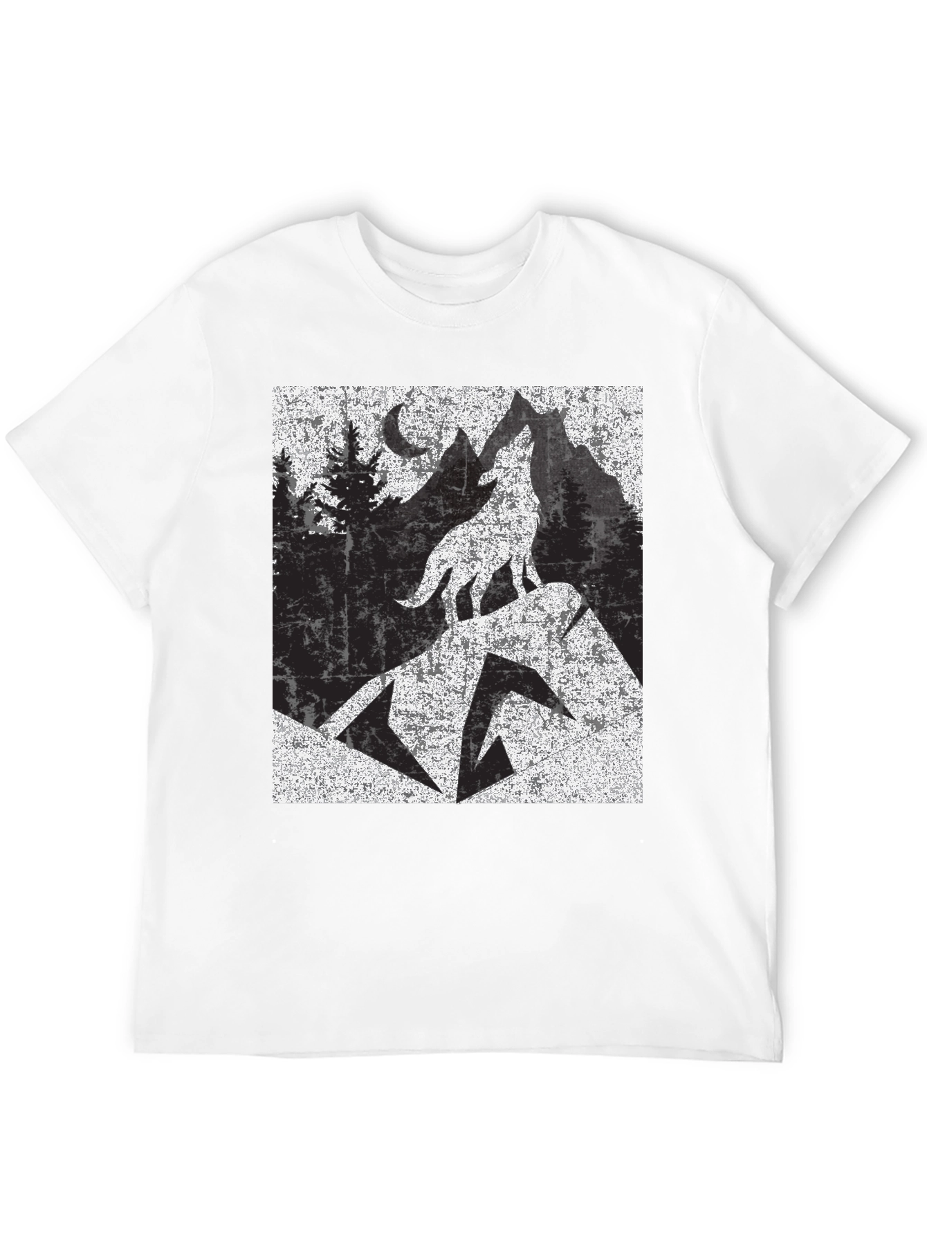 Black Wolf Howling at Moon Tee view 12