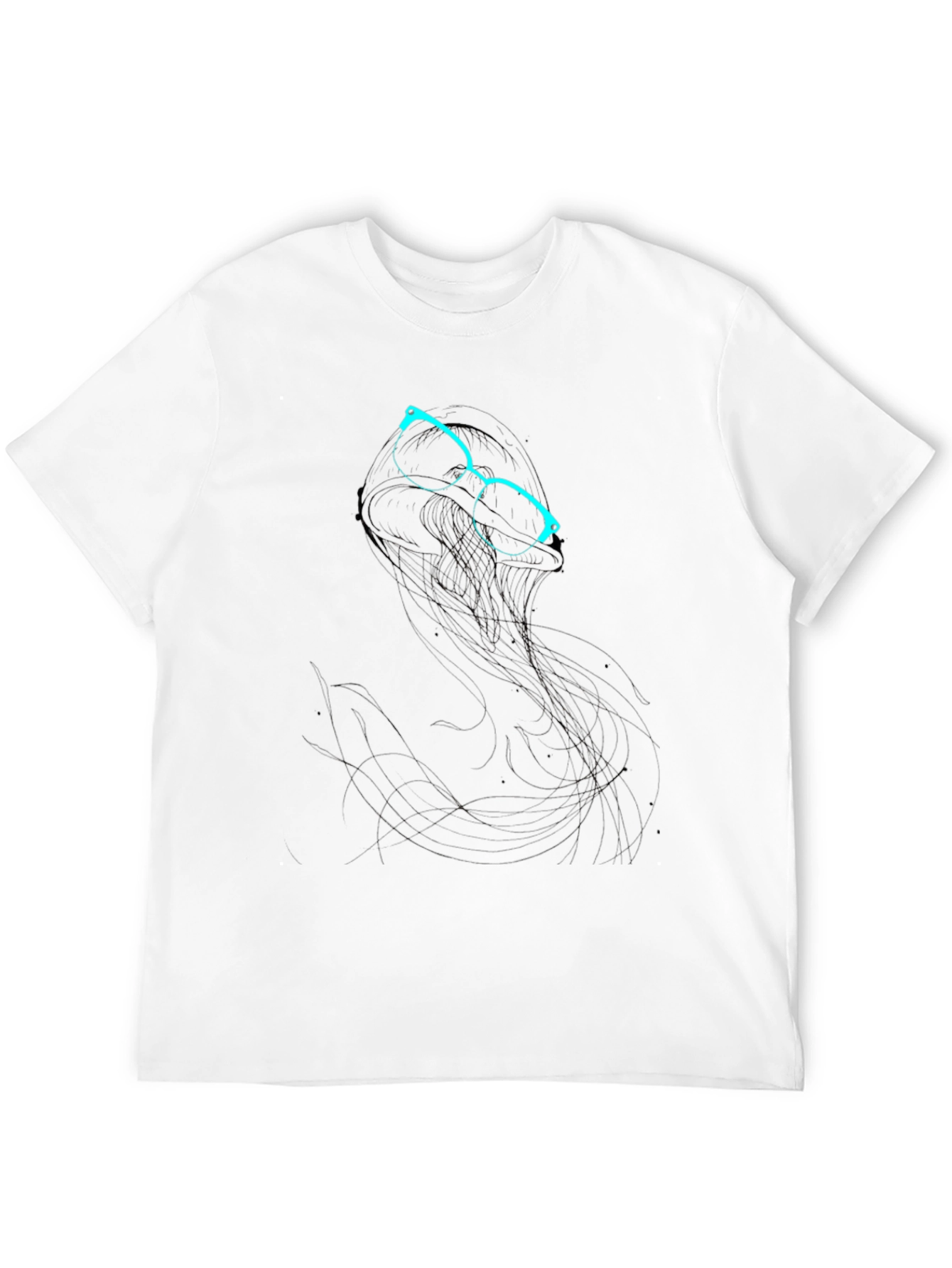 Black Abstract Glasses Graphic Print Black T-Shirt view 12