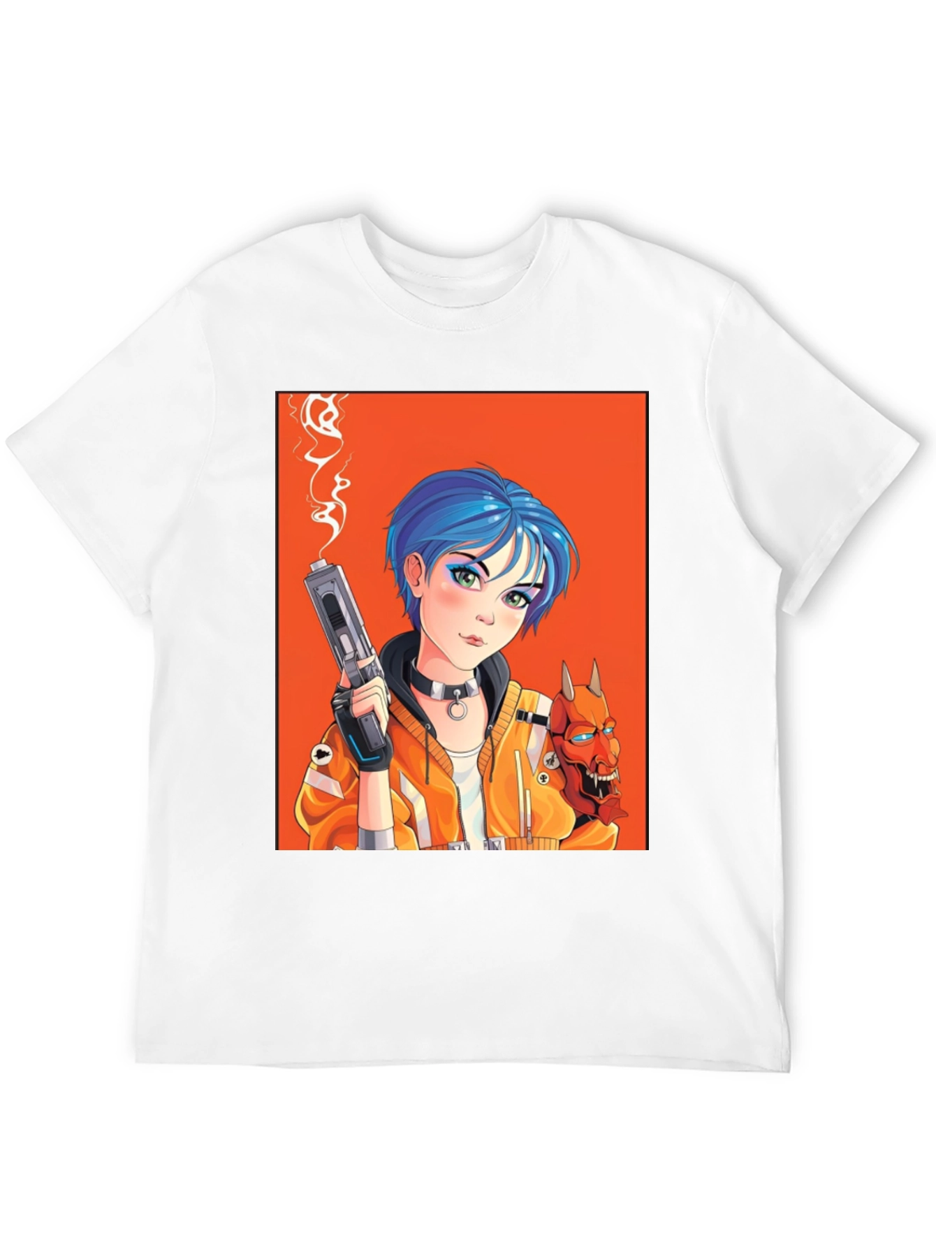 Black Anime Girl with Gun Black T-Shirt view 12