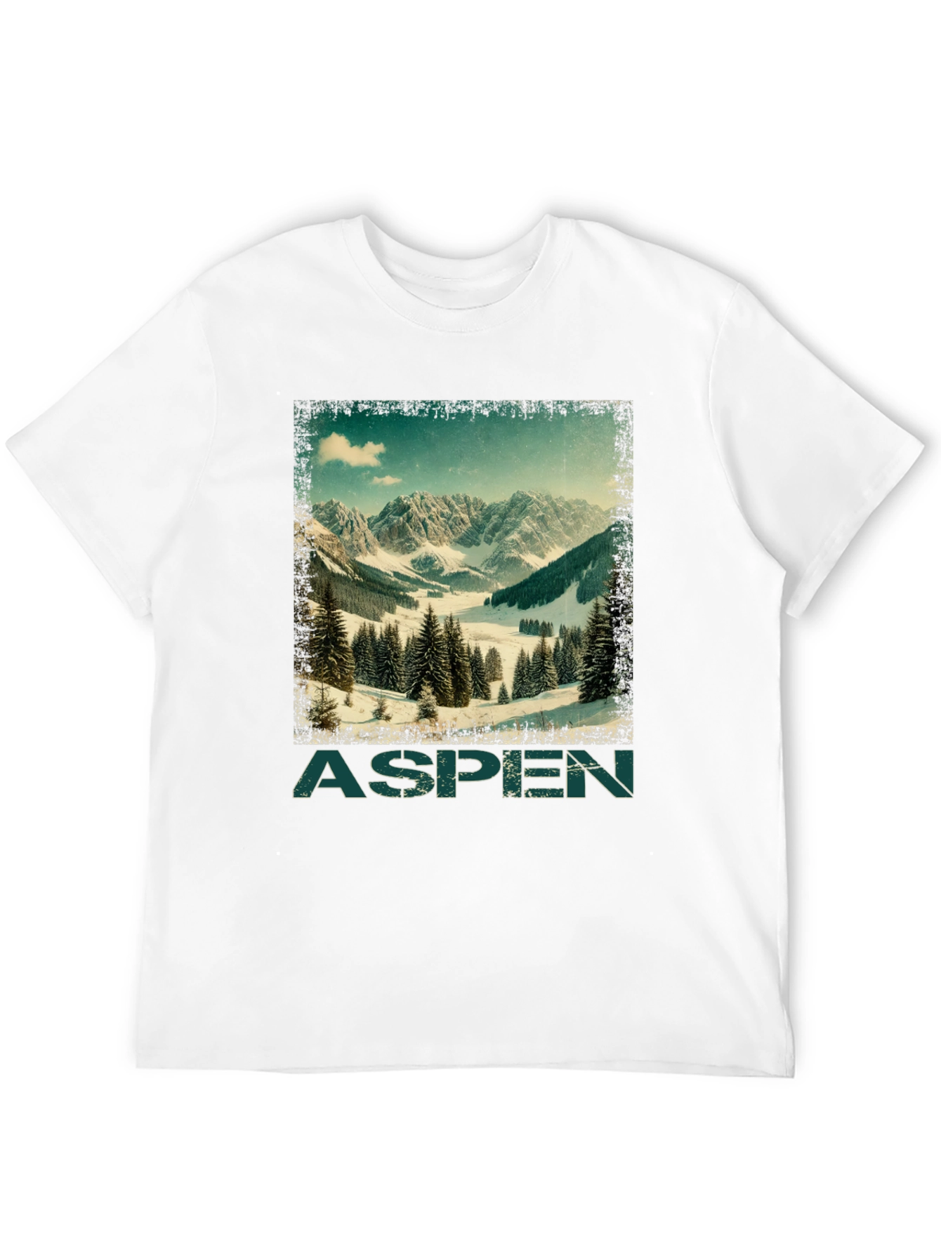 Black Aspen Mountain Graphic T-Shirt - Vintage Ski Design view 12
