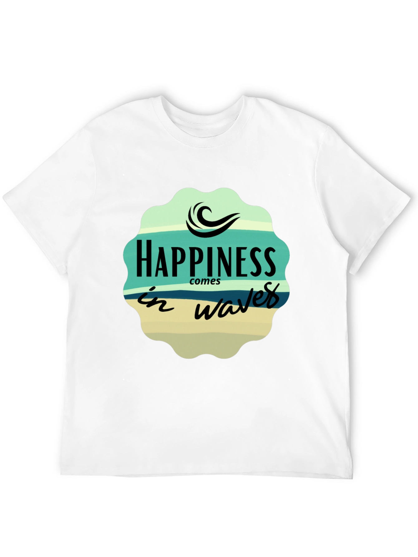 Black Happiness Comes in Waves Graphic T-Shirt view 12