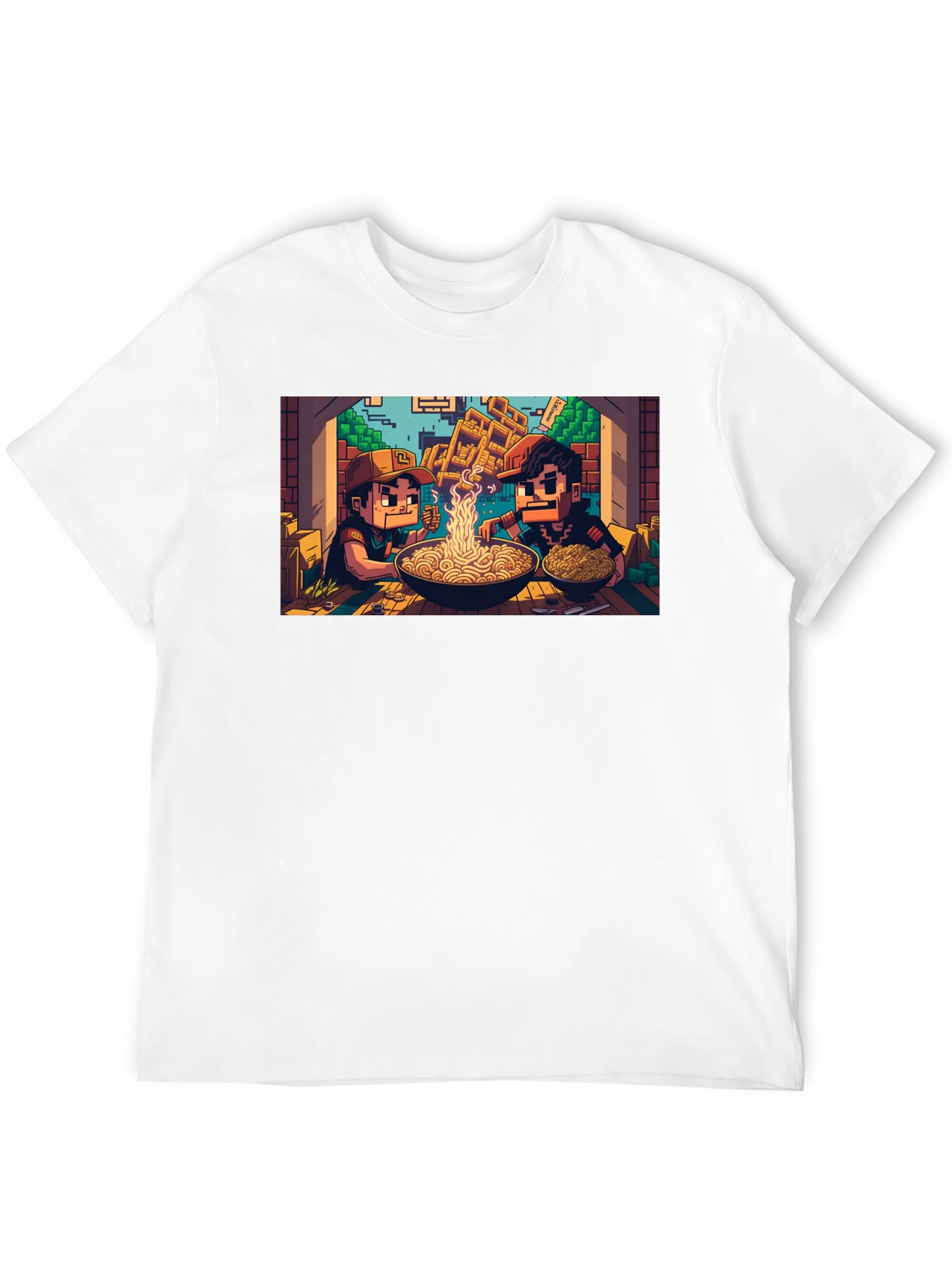 Black Pixel Art Ramen T-Shirt view 12