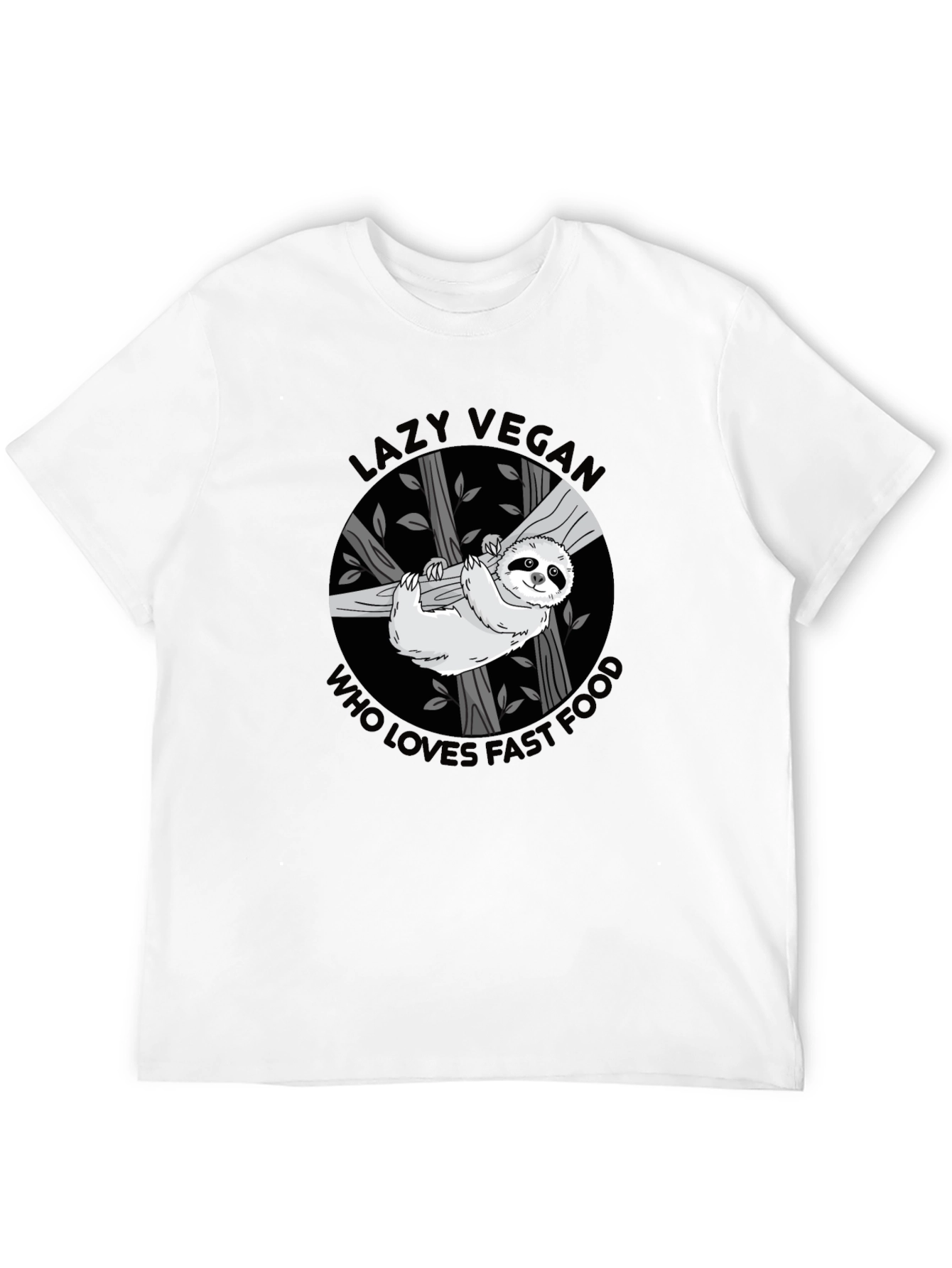 Black Lazy Vegan Fast Food Sloth Graphic Tee view 12