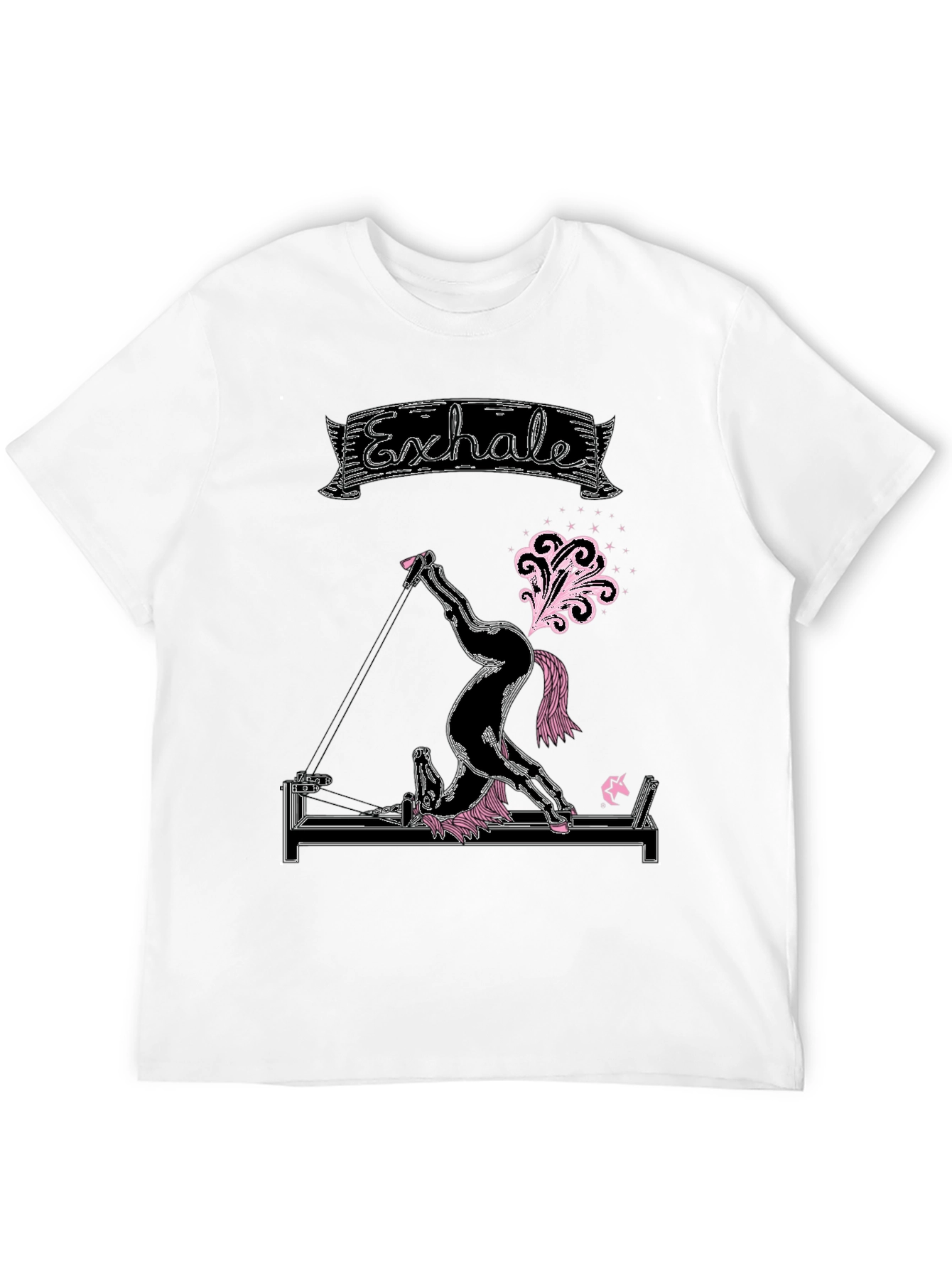 Black Exhale Pilates Horse T-Shirt Funny Exercise Graphic Tee view 12