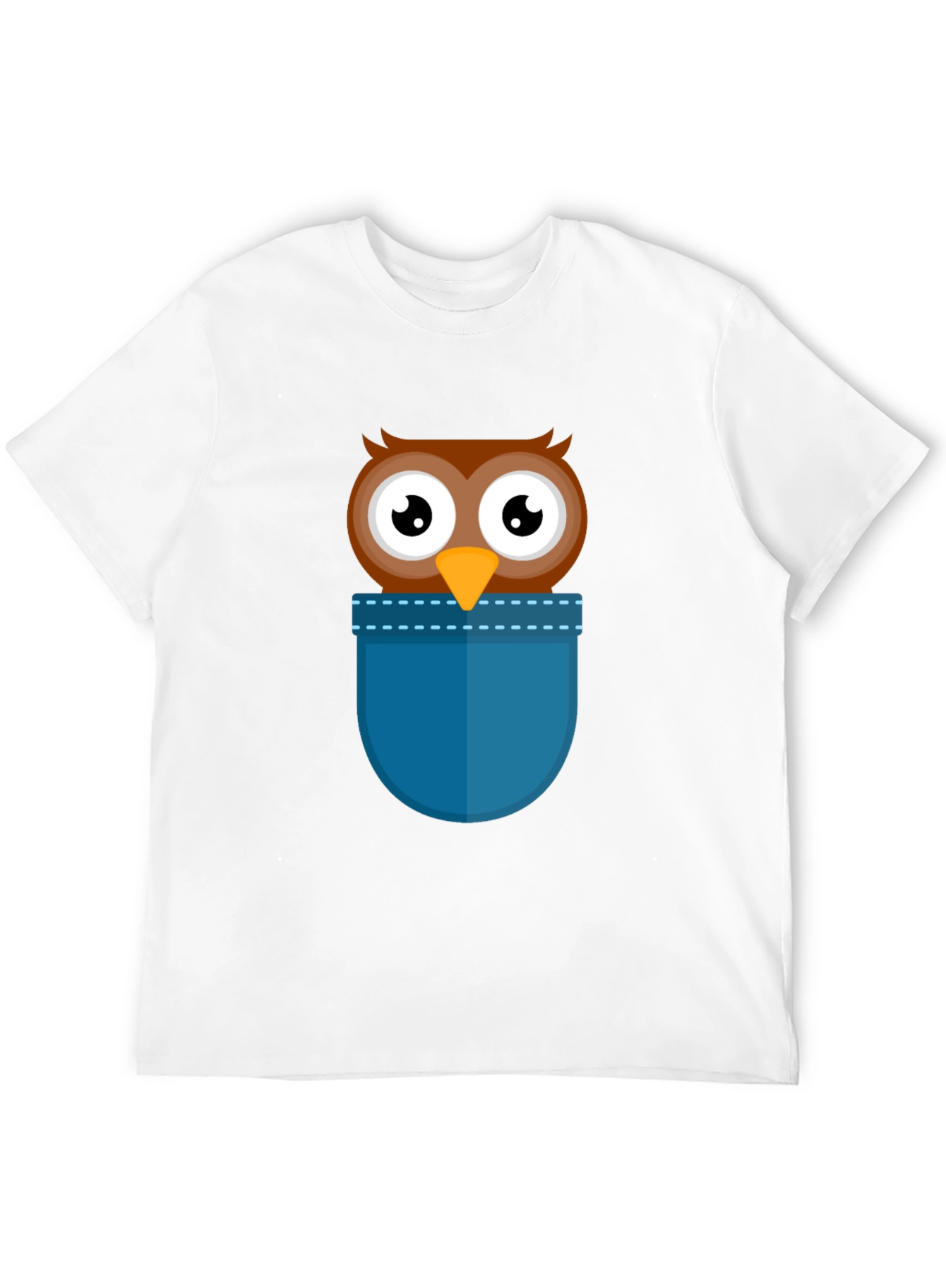 Black Cartoon Owl Pocket T-Shirt - Black view 12