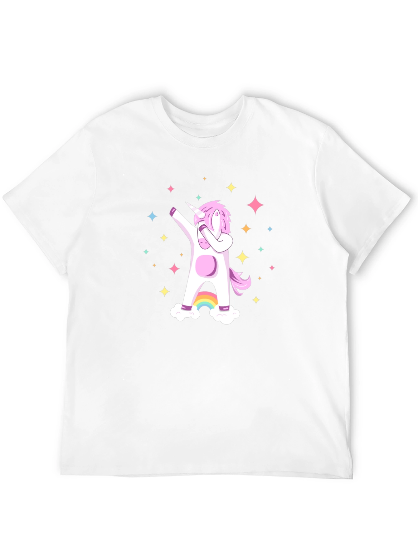Black Dabbing Unicorn Graphic Tee - Black Cotton Casual Shirt view 12