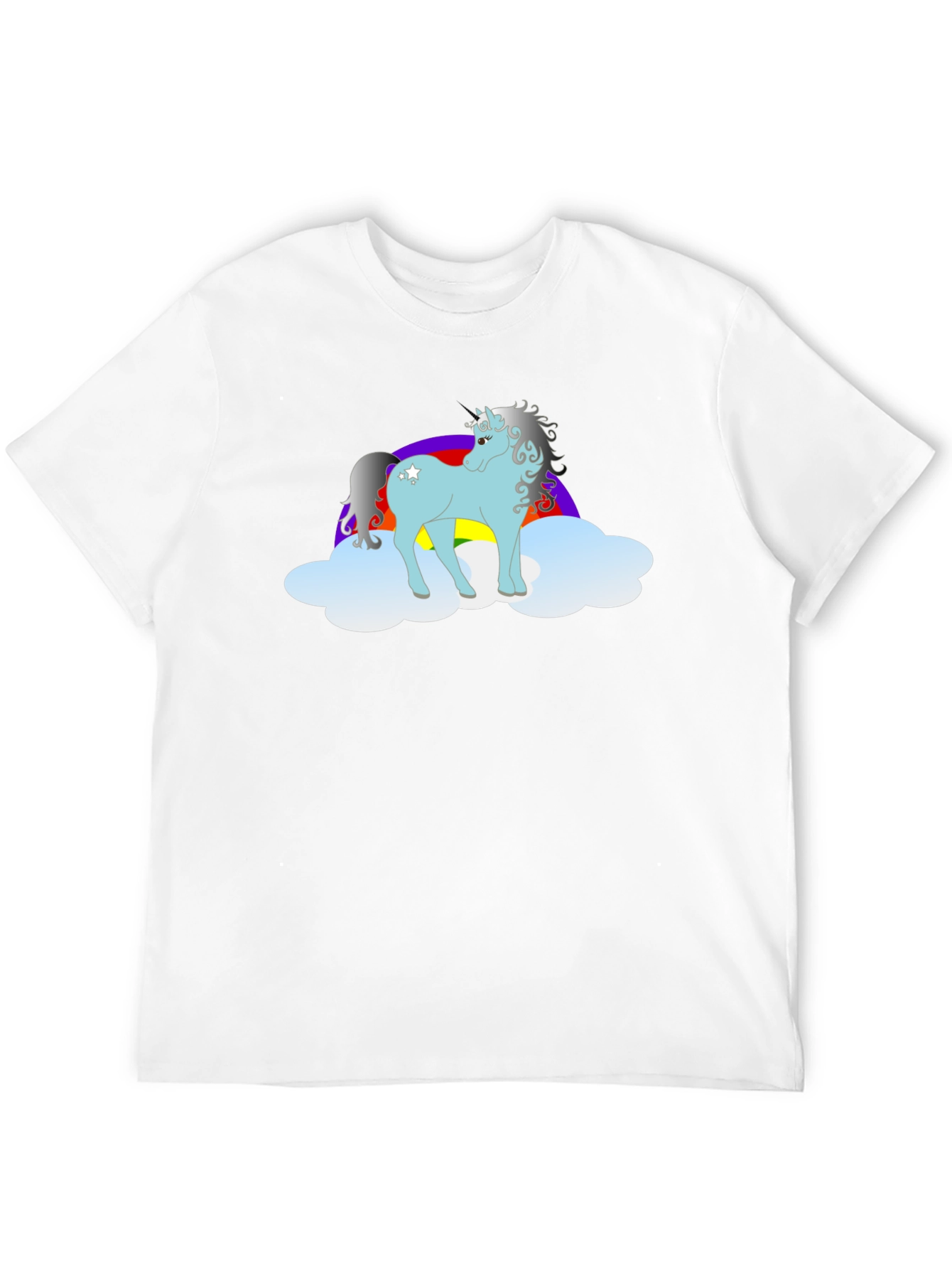 Black Unicorn Rainbow Cloud T-Shirt - Black Cotton Tee view 12