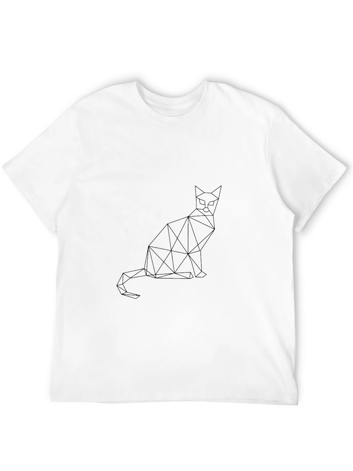 Black Geometric Cat T-Shirt - Minimalist Design view 12