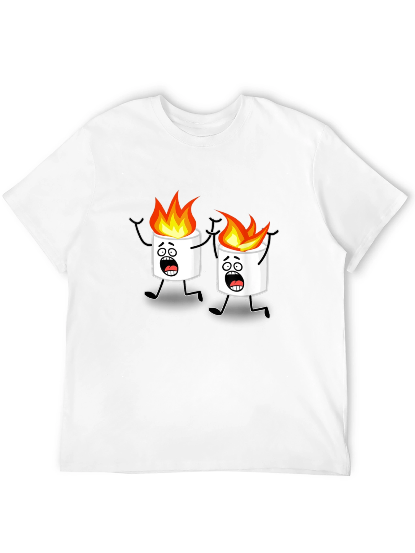 Black Scared Marshmallow Cartoon Graphic Black Tee view 12
