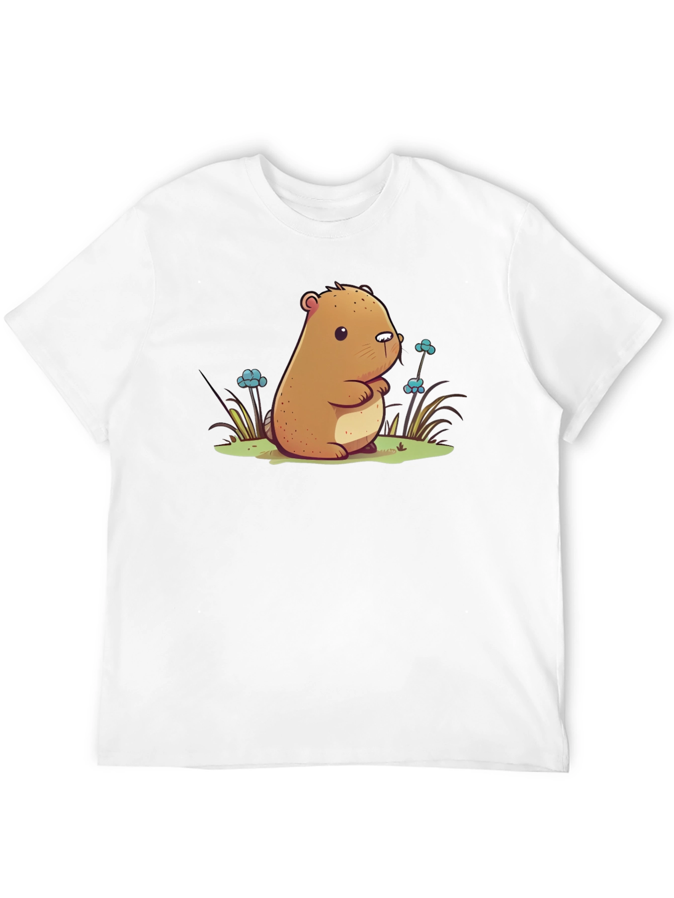 Black Cute Cartoon Beaver Graphic T-Shirt view 12