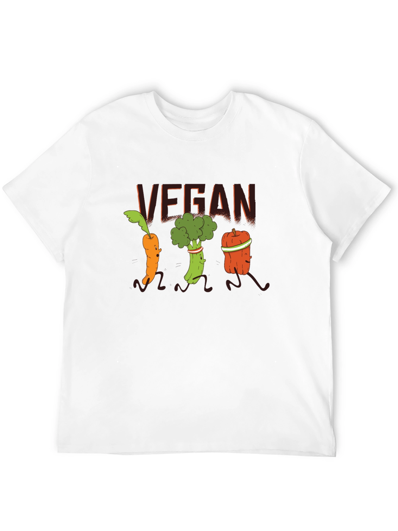 Black Vegan Vegetable Cartoon T-Shirt - Black view 12