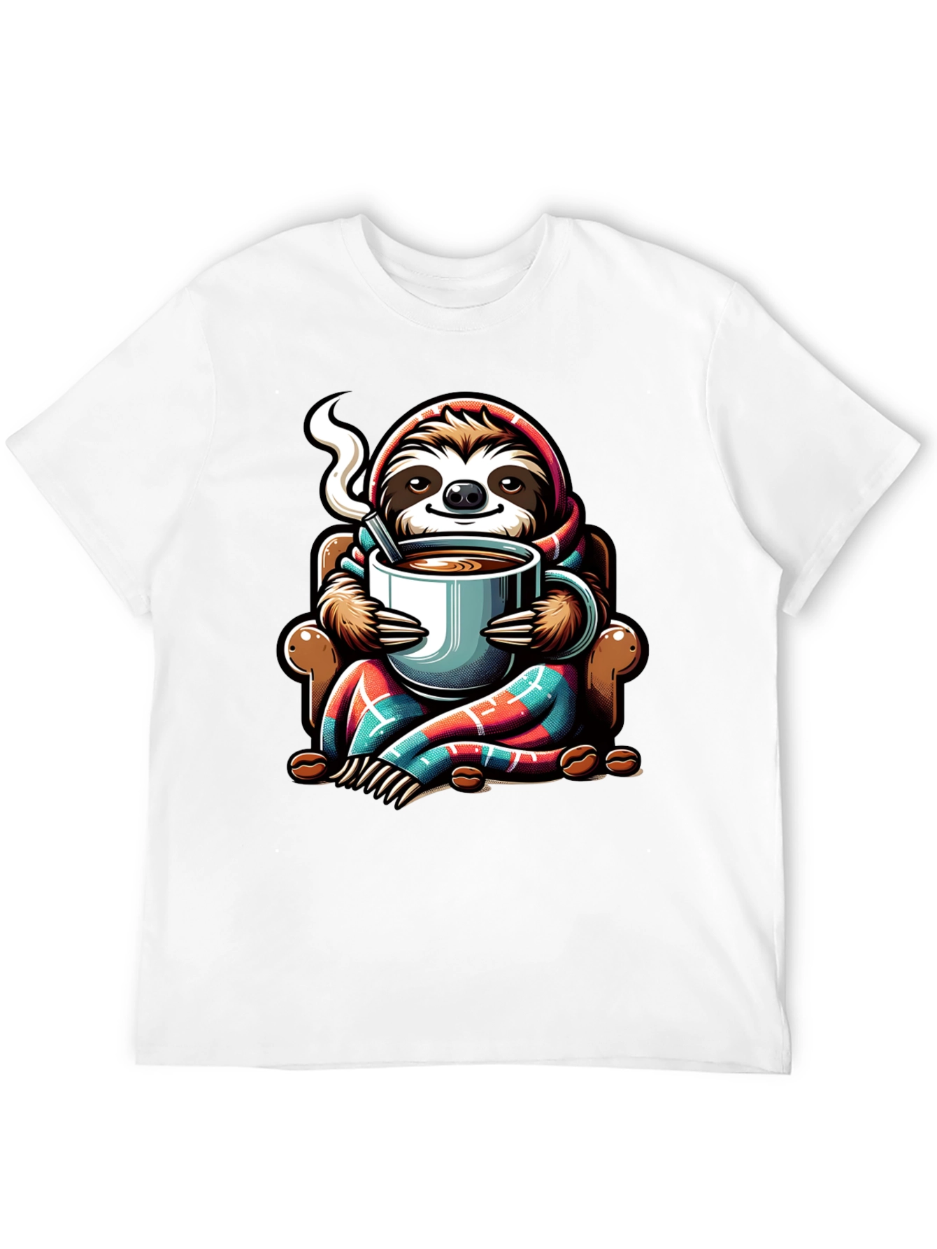 Black Cozy Sloth Coffee Lover T-Shirt view 12