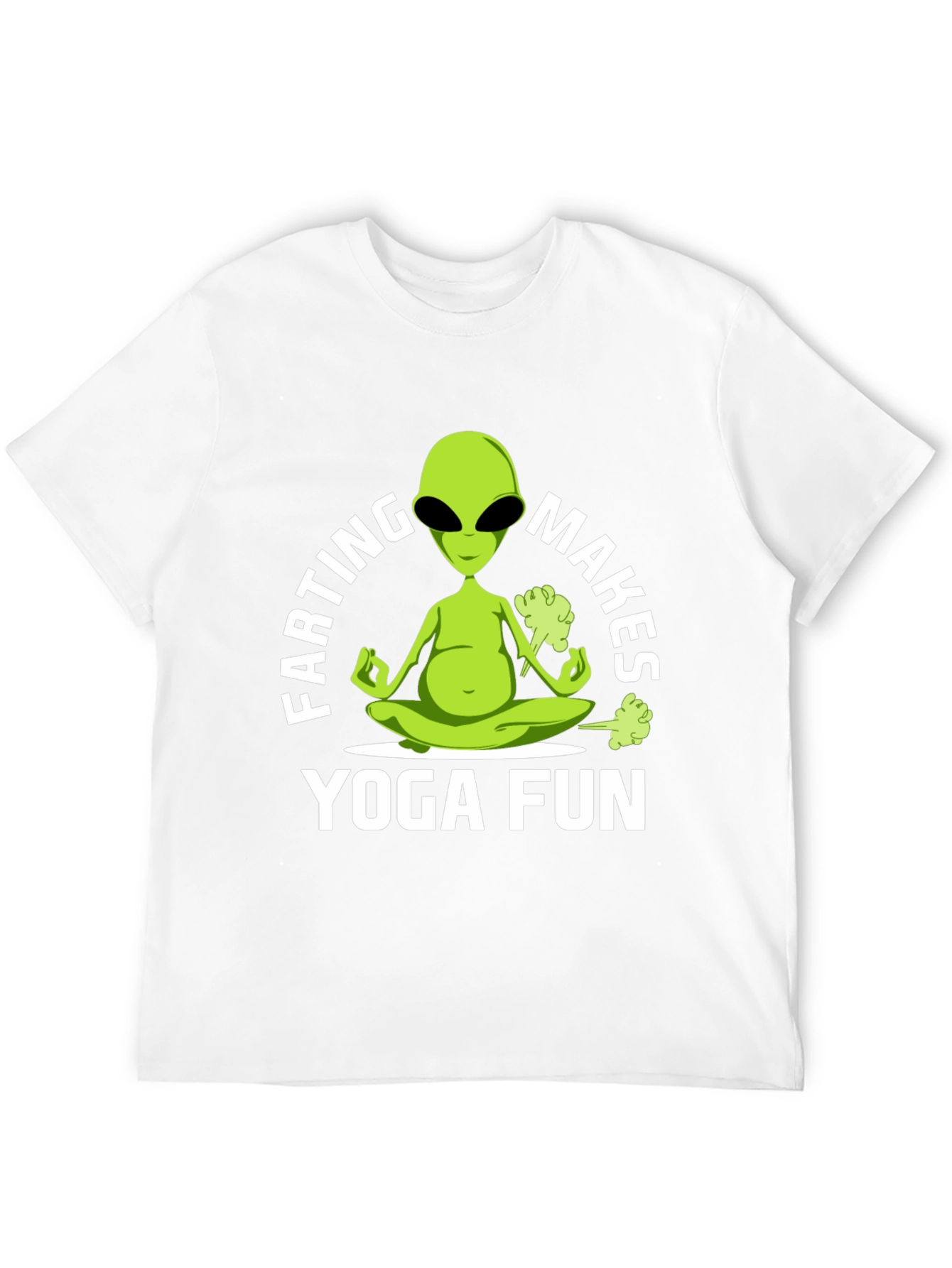 Black Farting Alien Yoga Funny T-Shirt view 12