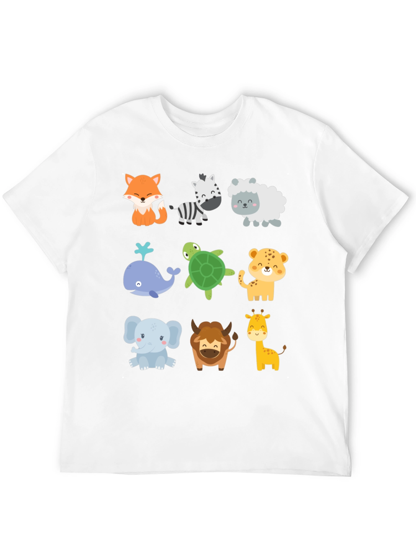 Black Cute Cartoon Animal Print Black T-Shirt view 12