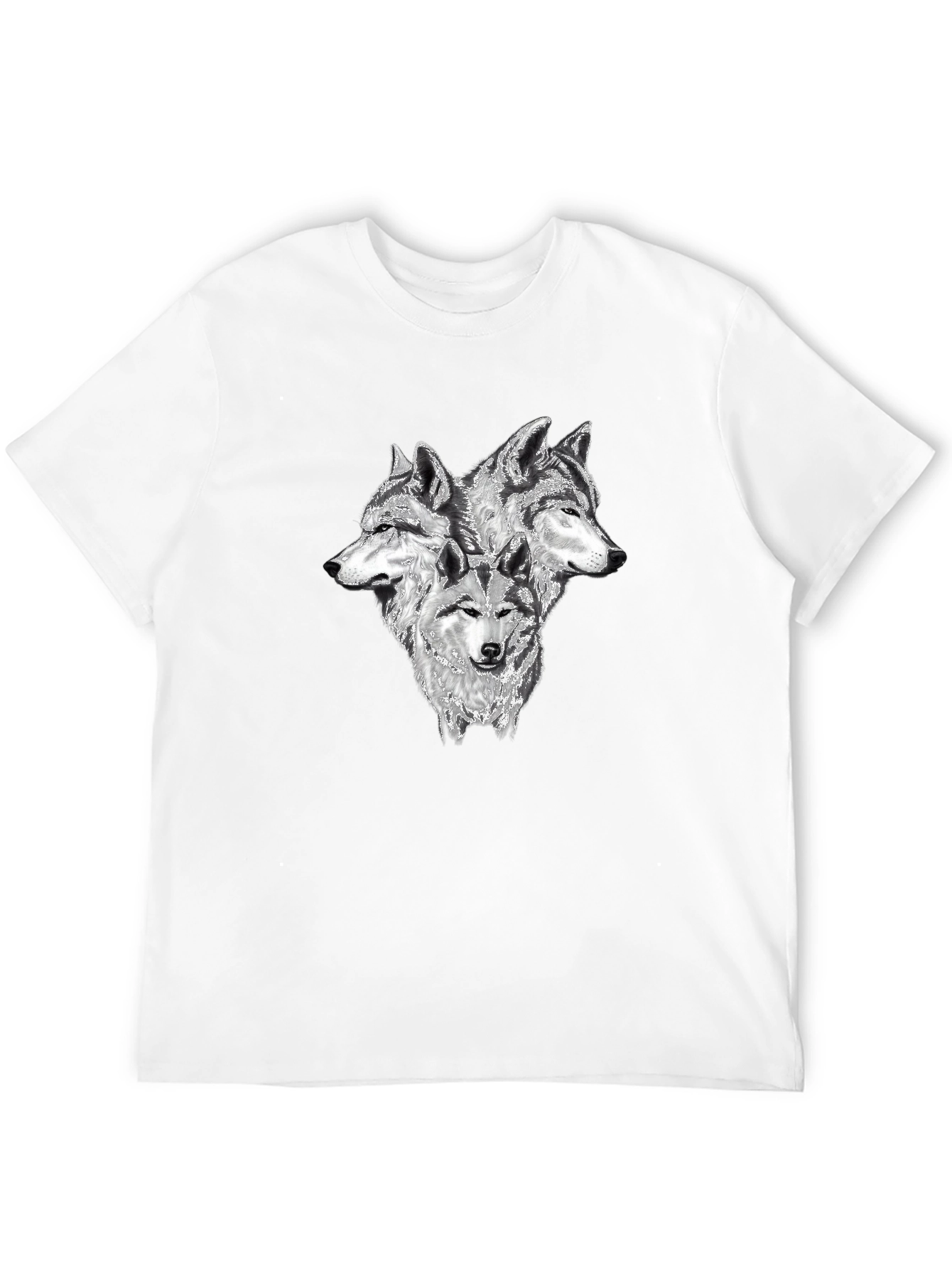 Black Three Wolf Head Graphic T-Shirt - Black view 12