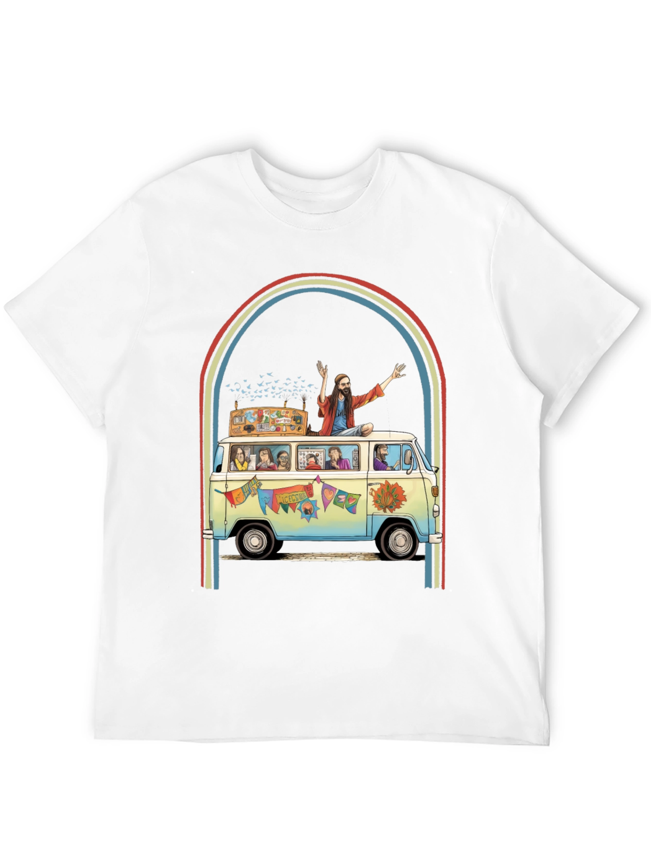Black Hippie Bus T-Shirt - Groovy Retro Style view 12