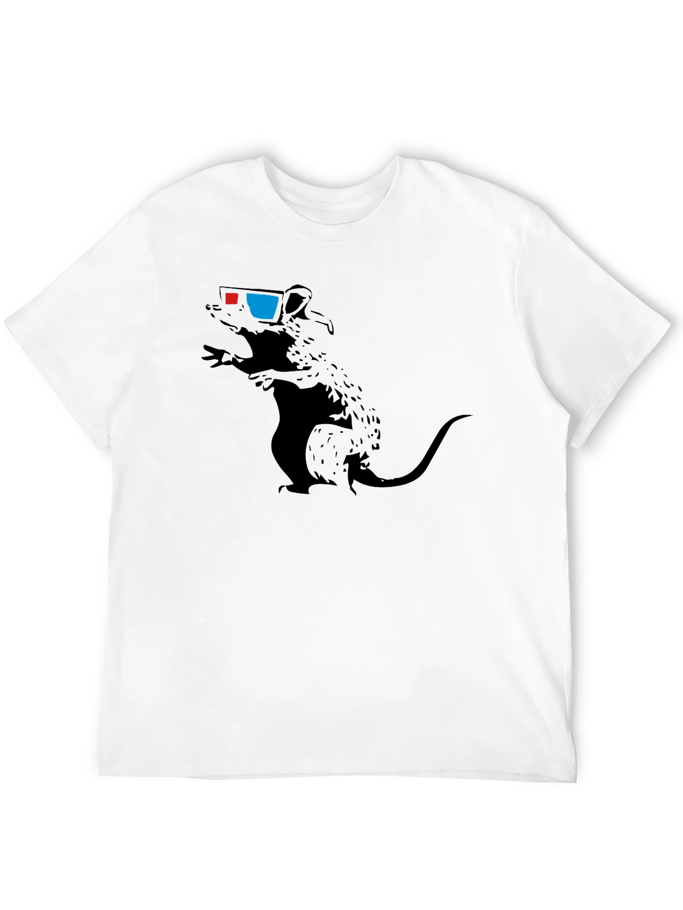 Black Rat with 3D Glasses Graphic Tee - Black view 12