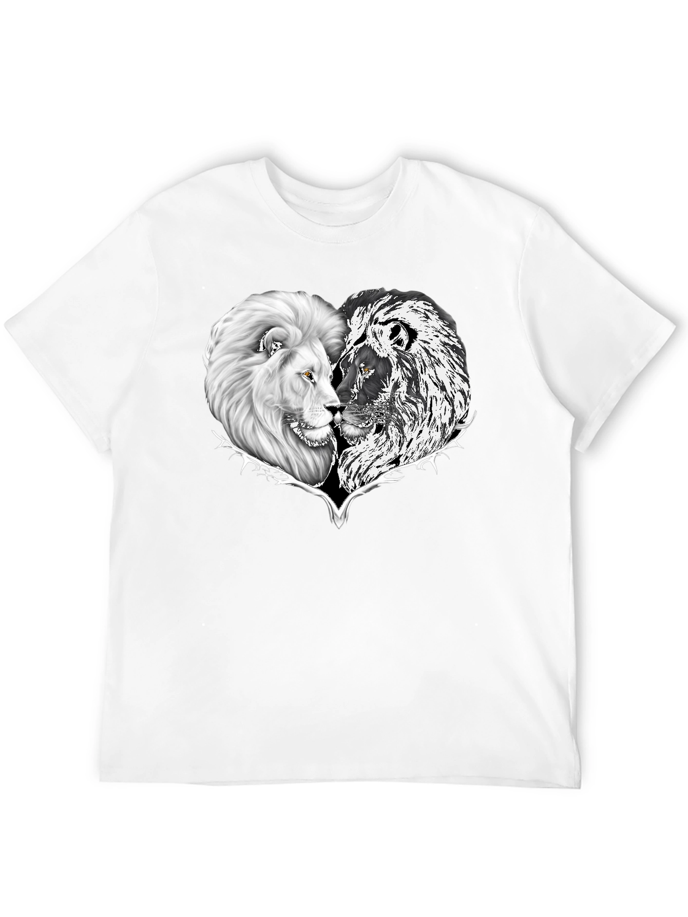 Black Yin Yang Lion Heart Graphic Tee - Black view 12