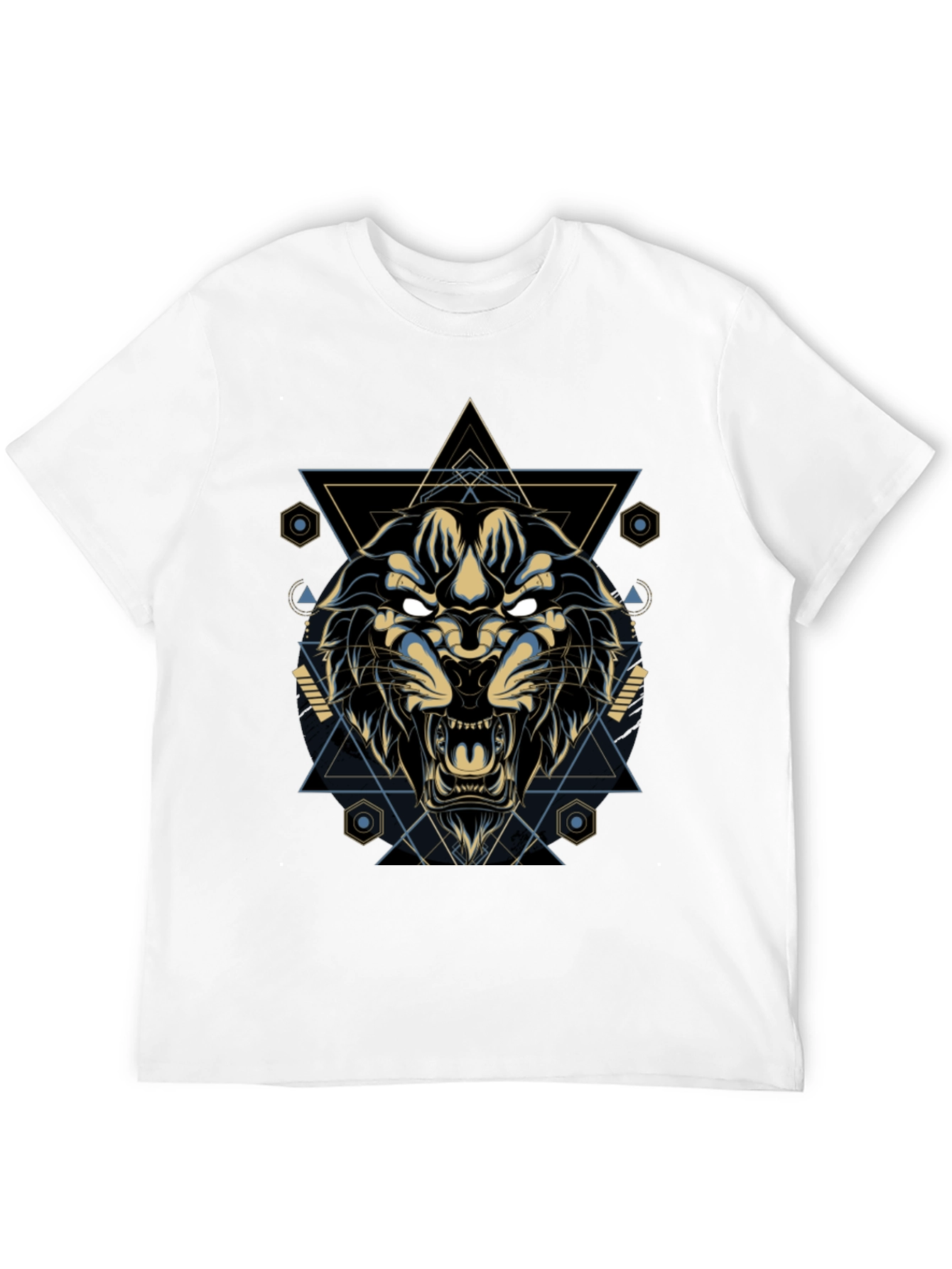 Black Geometric Lion Graphic Tee - Cool & Stylish view 12