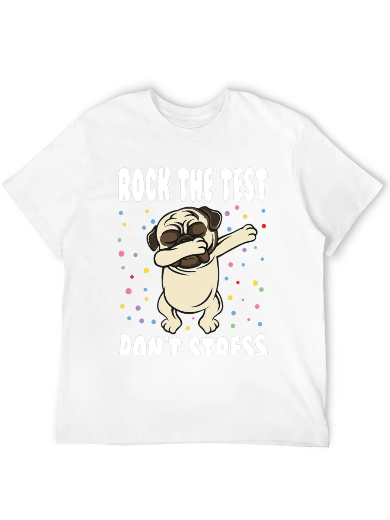 Black Rock The Test Funny Pug T-Shirt view 12