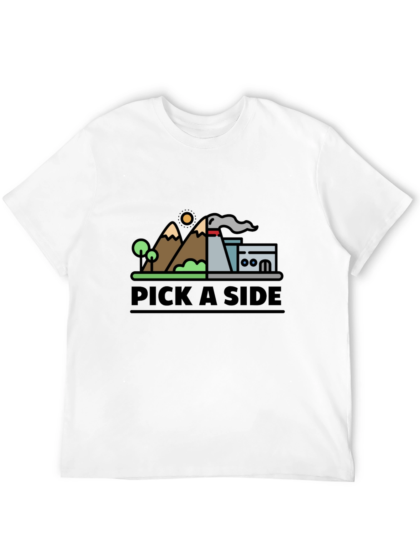 Black Pick A Side Graphic Tee - Nature vs Industry T-Shirt view 12