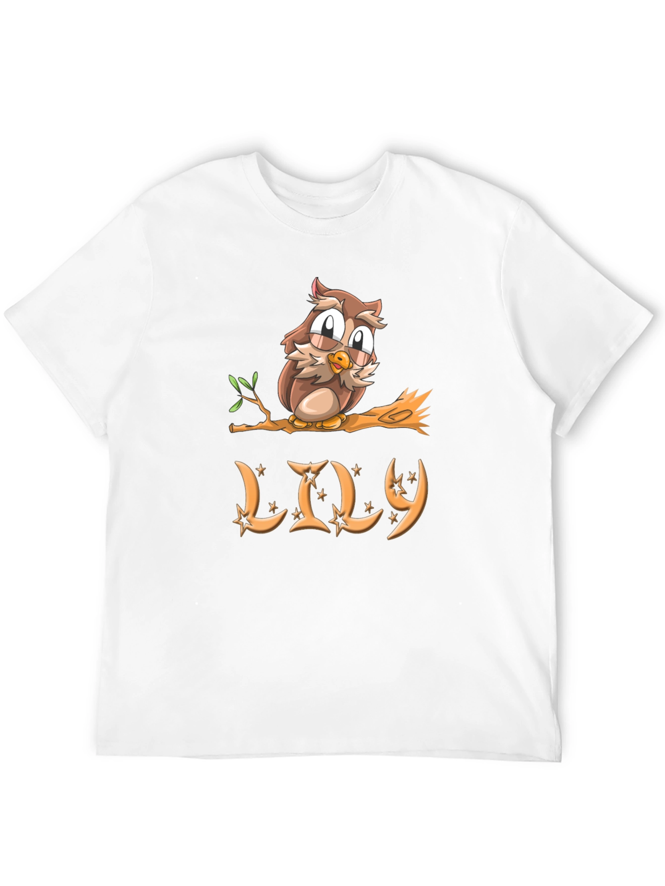 Black Cute Owl on Branch Personalized T-Shirt view 12